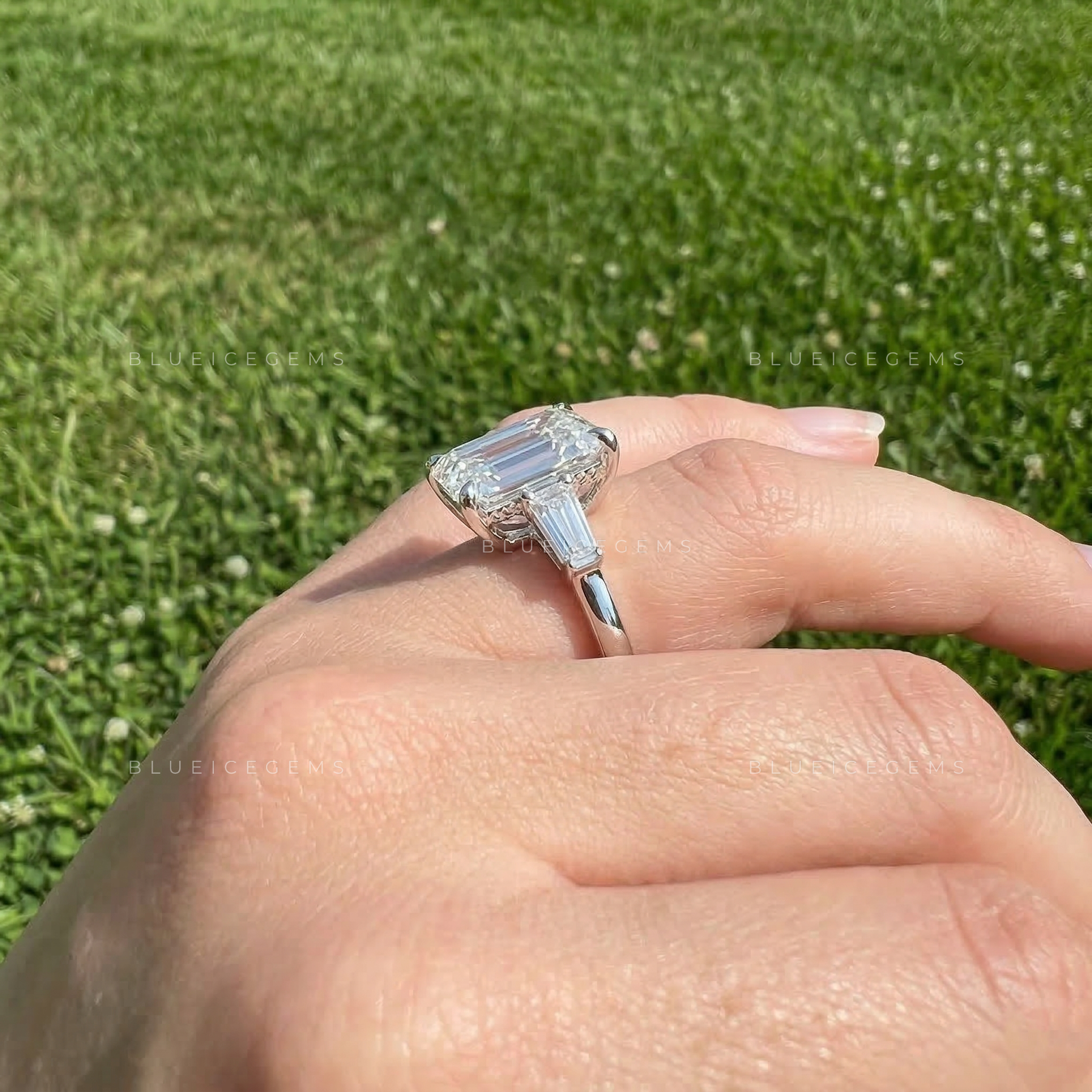 Grandeur Statement Emerald and Tapered Baguette Ring