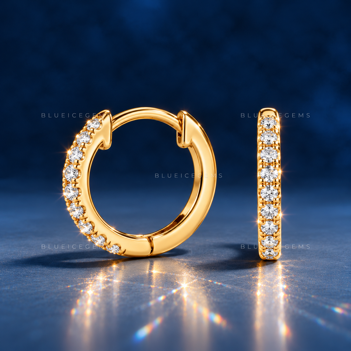 French Pavé Diamond Hoop Earrings