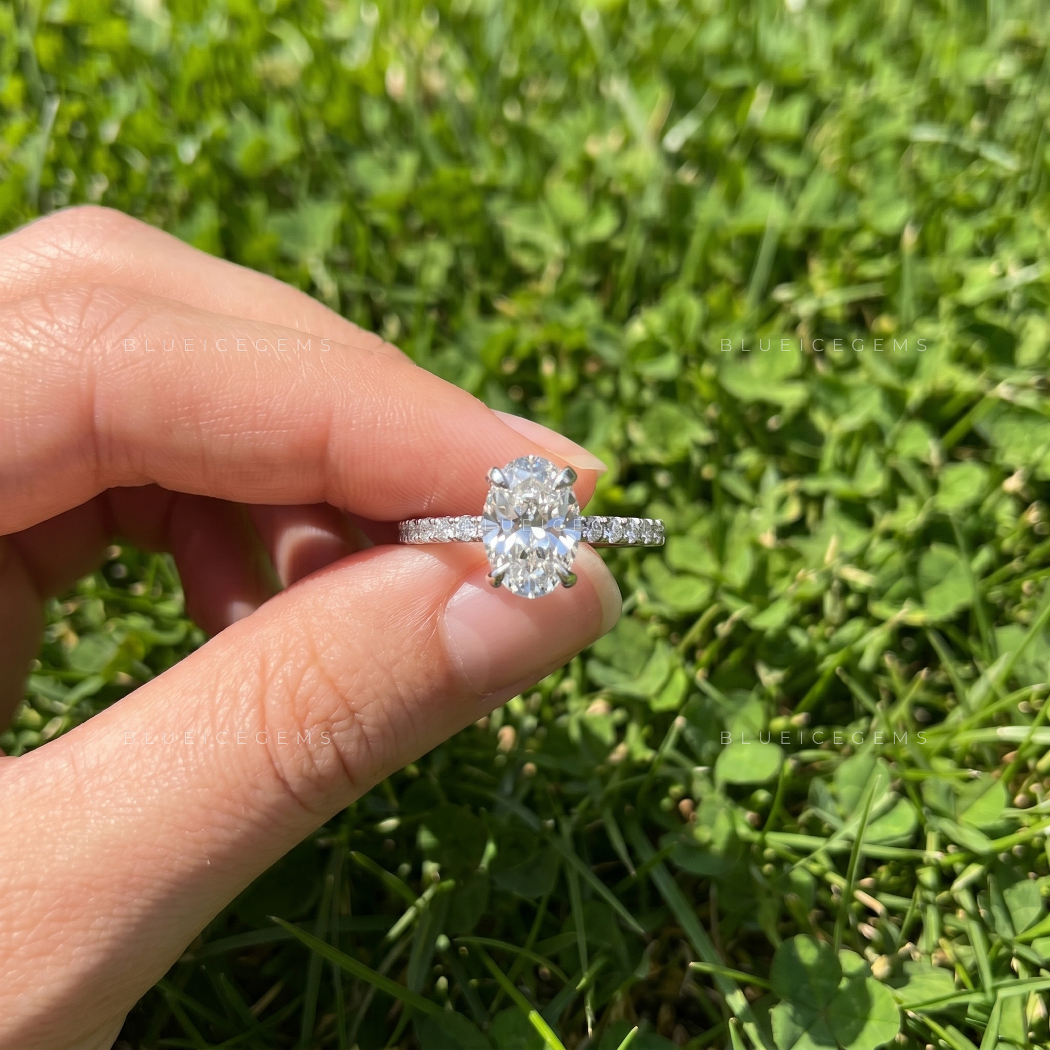 Infinite Splendor Oval Cut Pave Halo Trio Band Engagement Ring