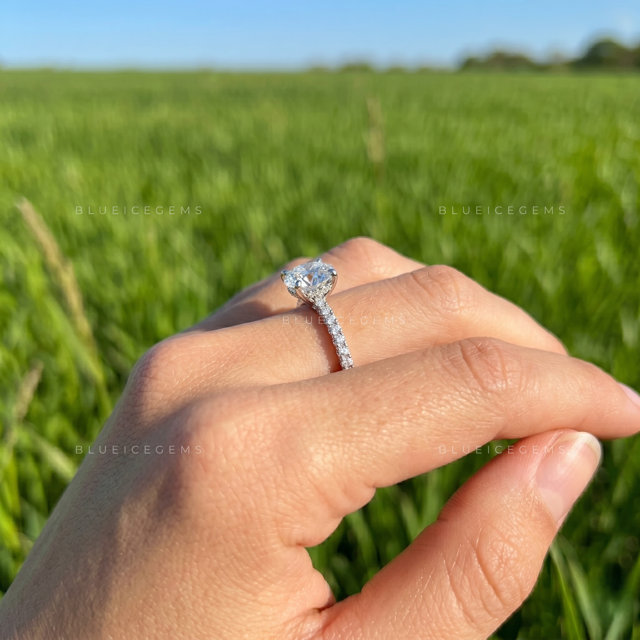 Celestial Radiance Round Cut Double Halo Statement Proposal Ring