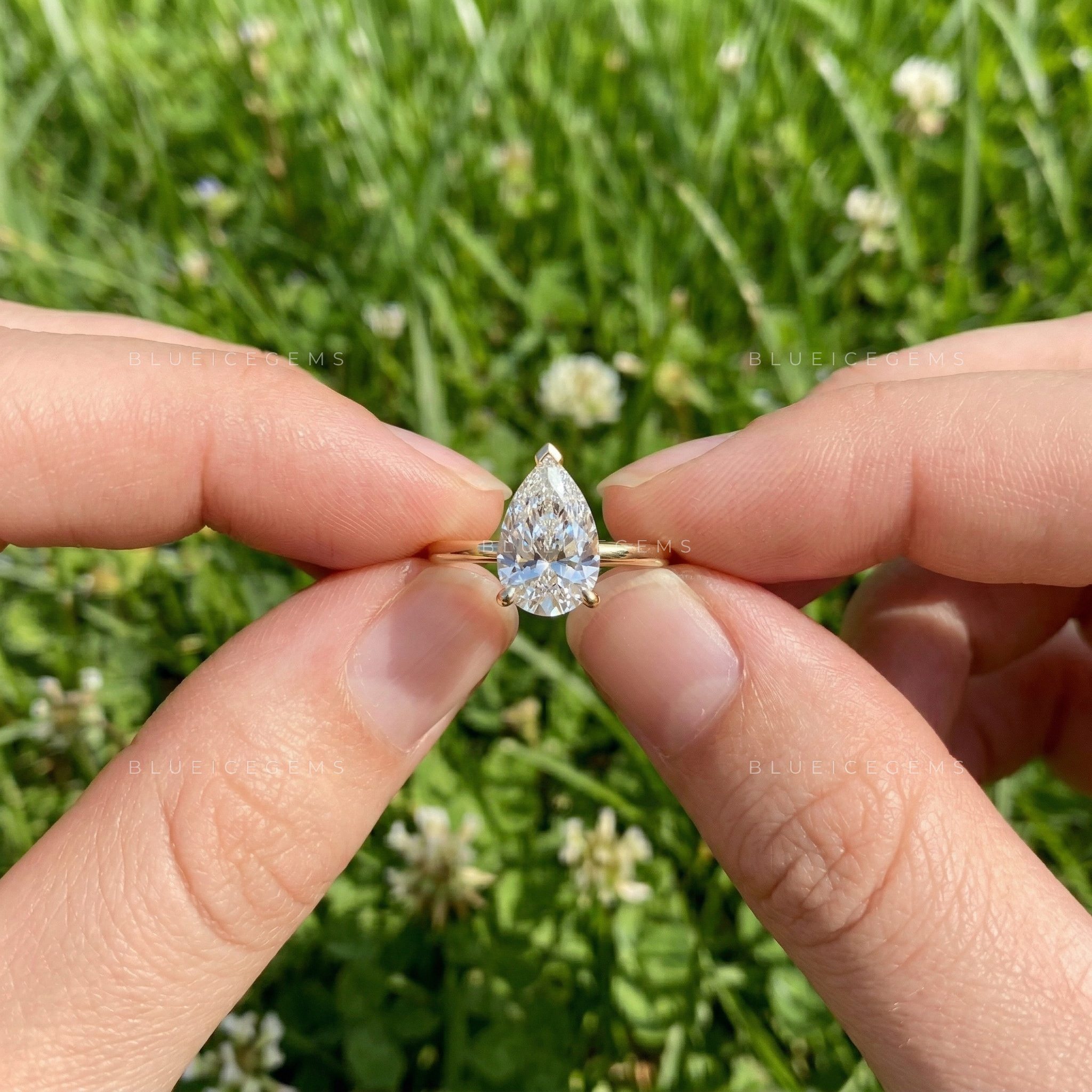 Majestic Grace Pear Cut Solitaire Ring