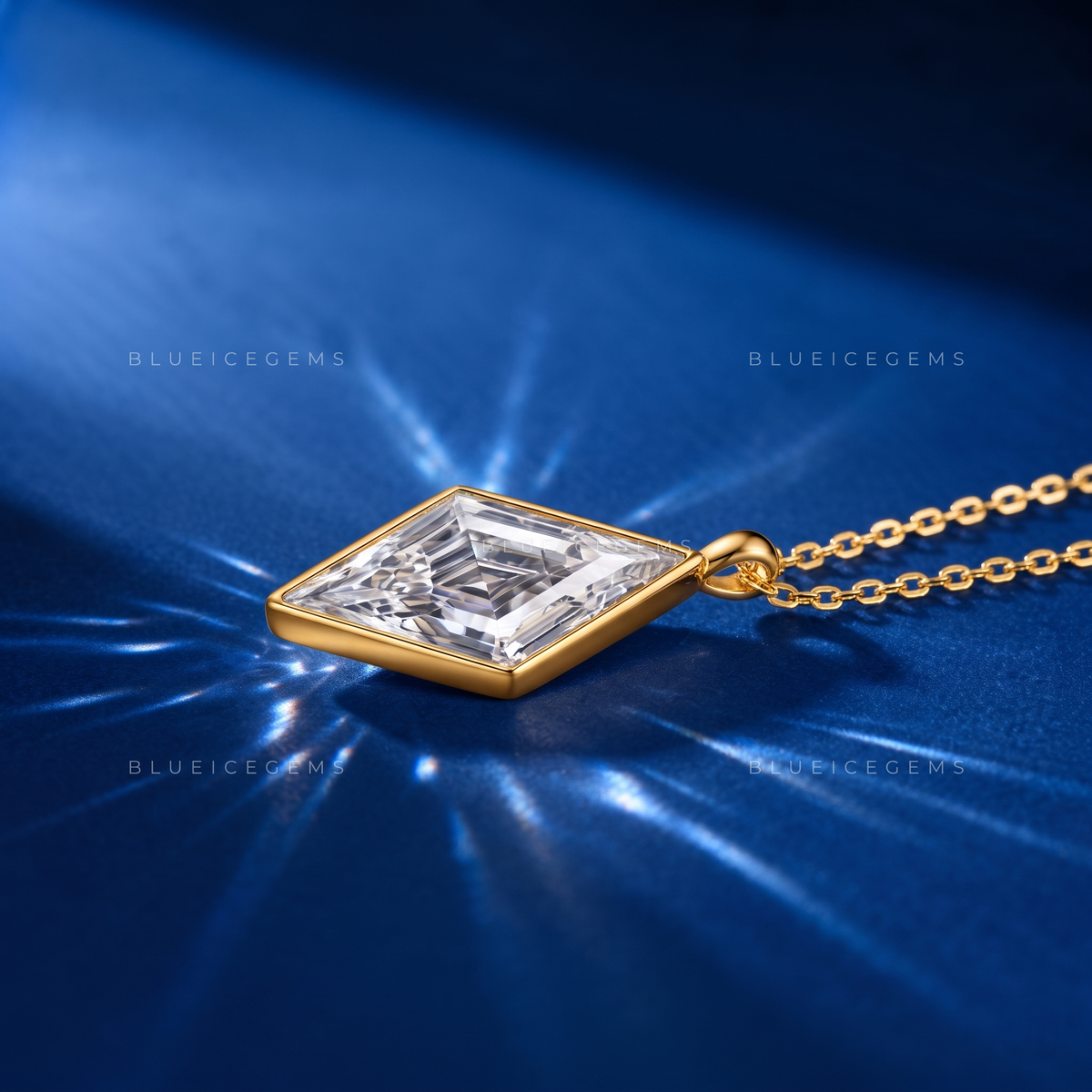 Lozenge Cut Solitaire Diamond Pendant