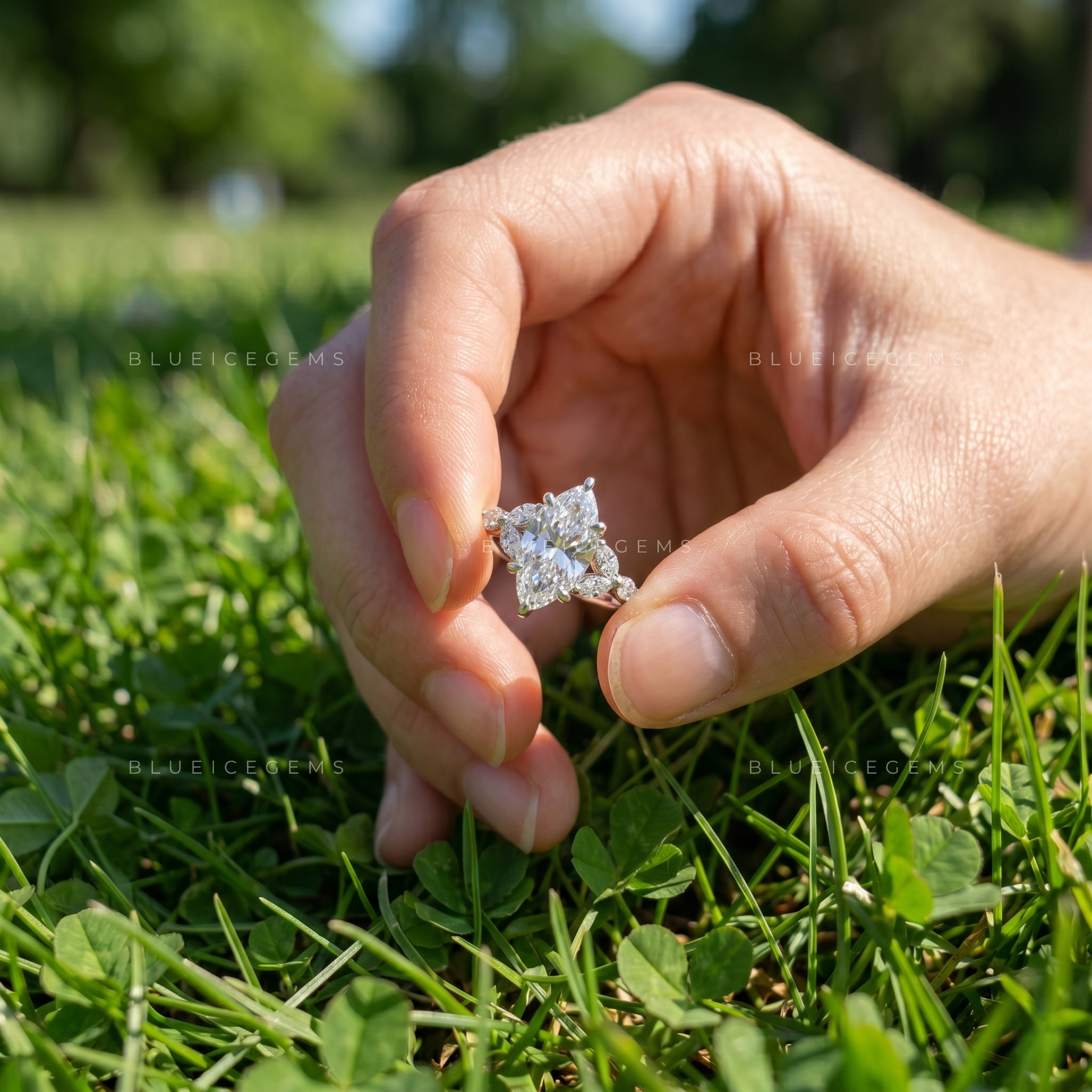 Infinite Allure Marquise Brilliant Cut Accented Solitaire Engagement Ring