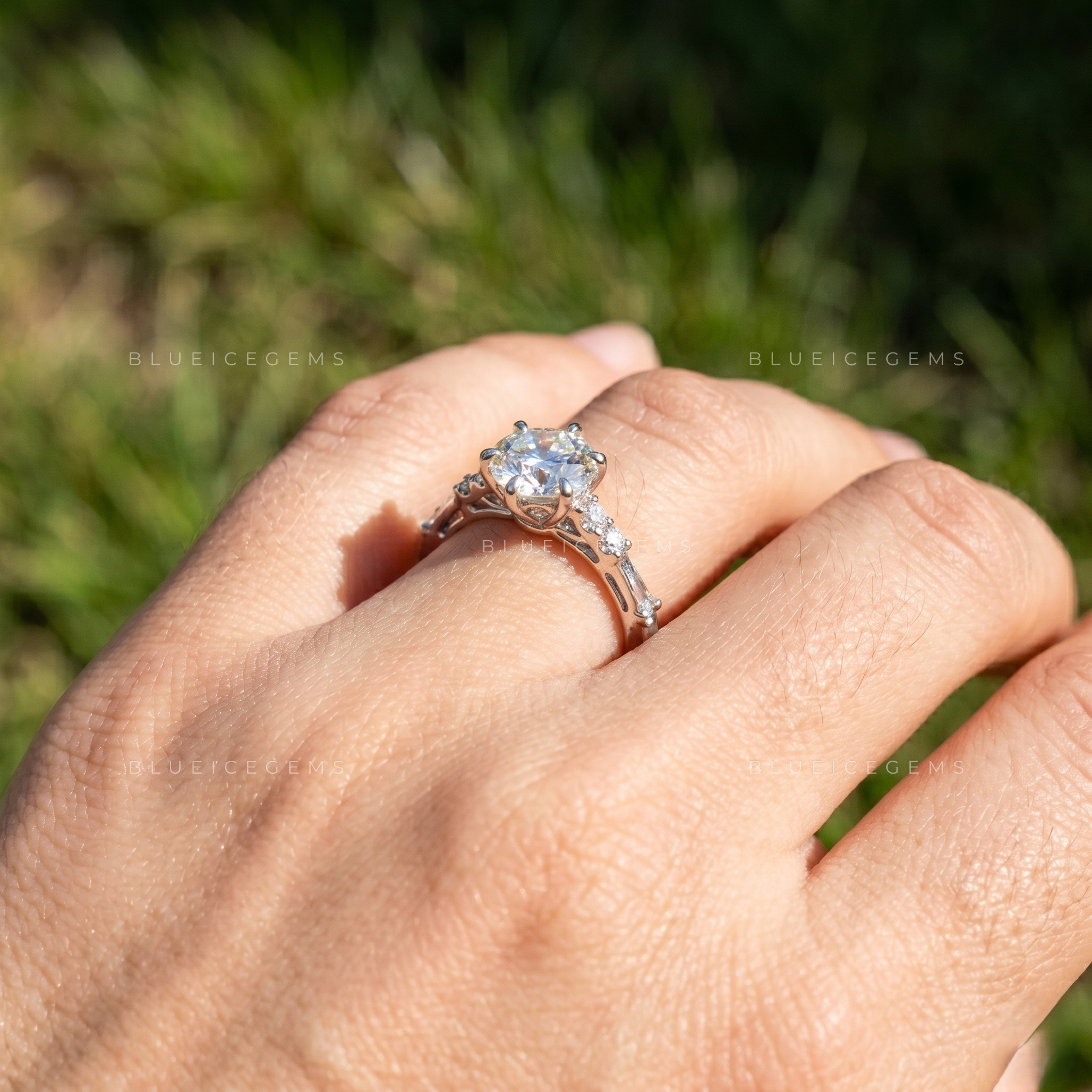 Vintage Enchantment Round Cut Pavé Accent Classic Engagement Ring