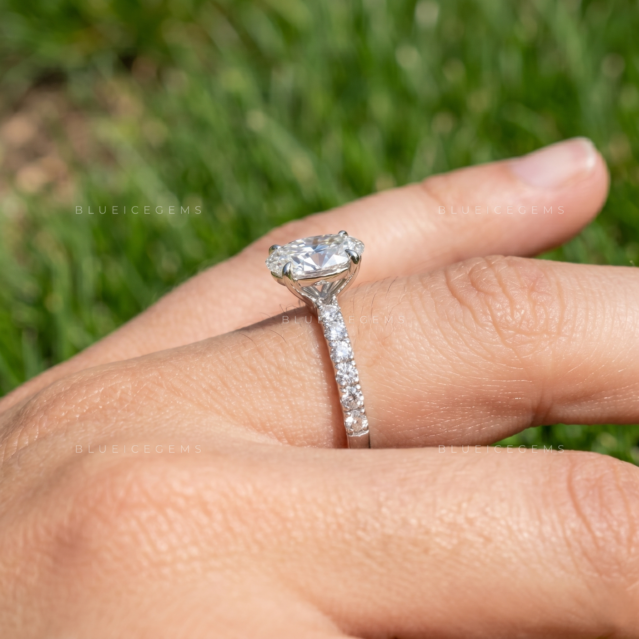 Mystic Radiance Oval Brilliant Cut Hidden Halo Engagement Ring
