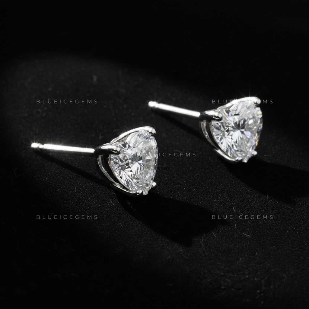 The Amour Radiance: Heart Diamond Stud Earrings
