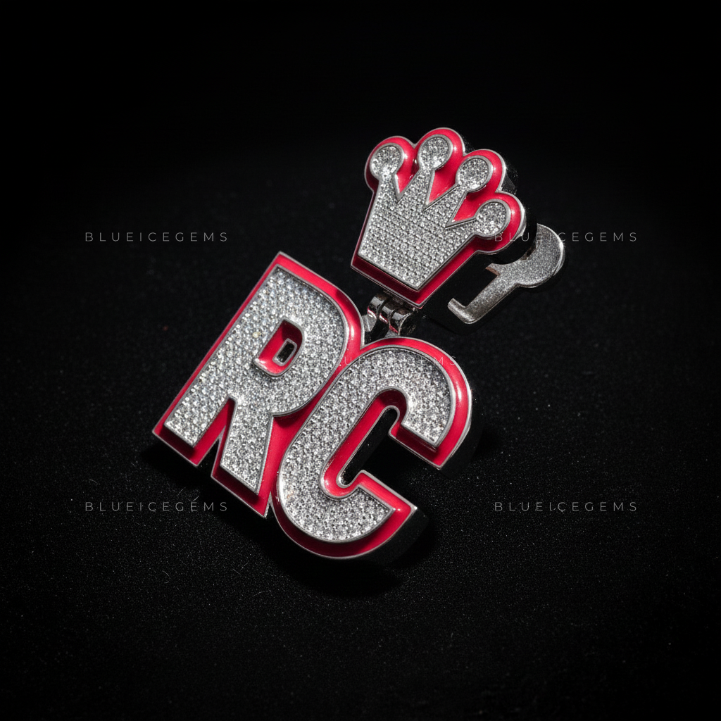 The "RC" Royal Crimson: Vibrant Red Enamel & Crown-Topped Initial Pendant