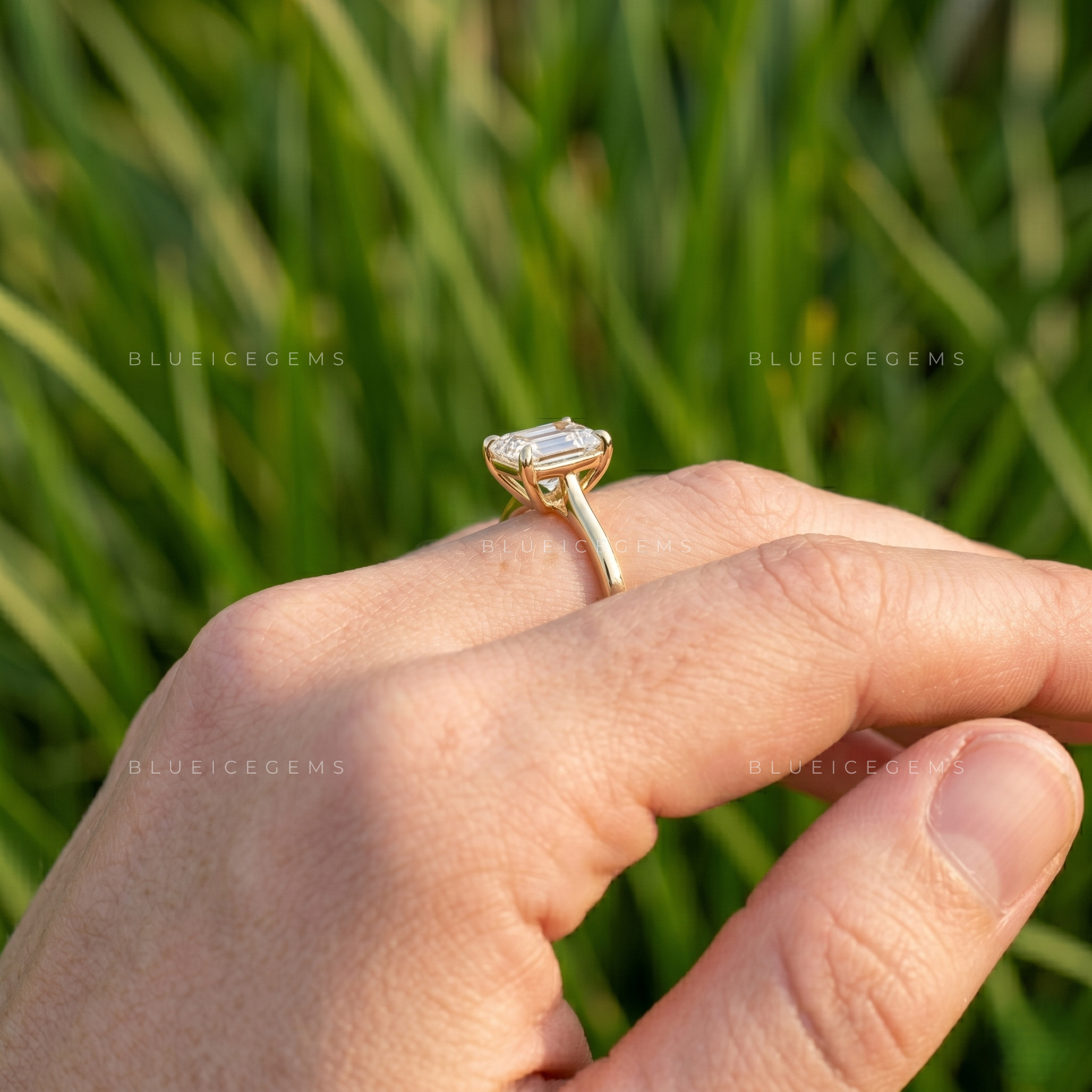 Regal Tulip Emerald Cut Solitaire Engagement Ring