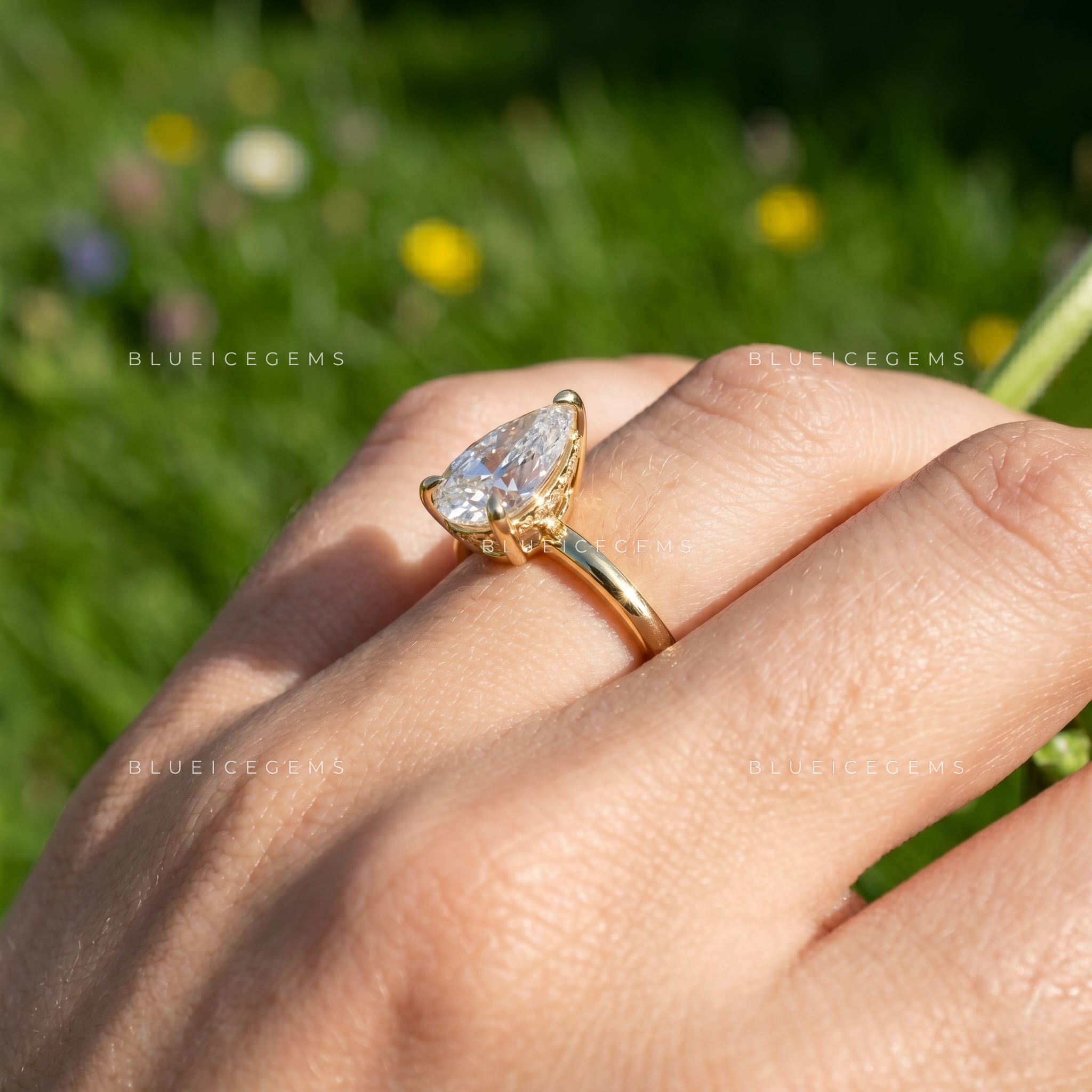 Aurielle Pear Cut Solitaire Engagement Ring