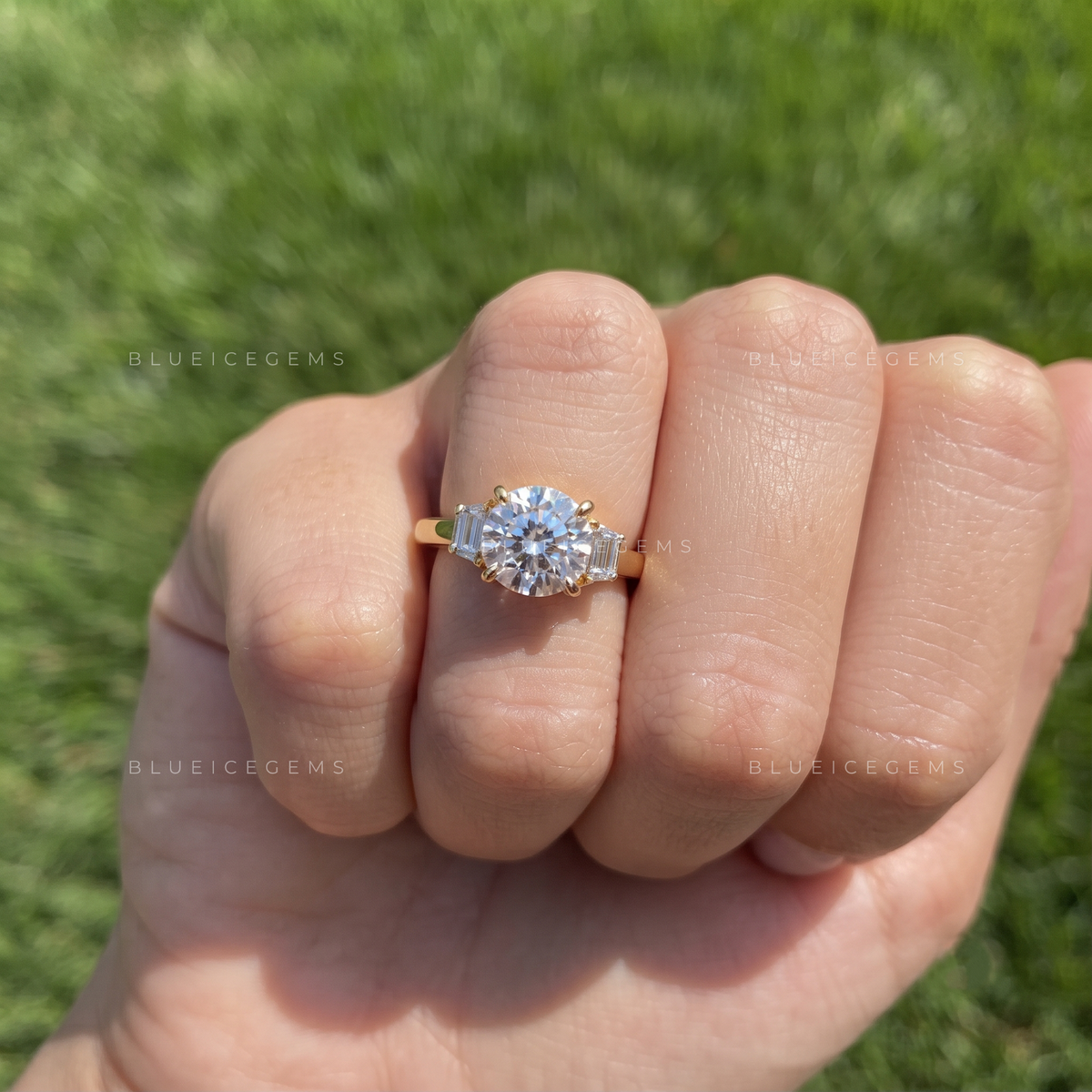 Portofino Three-Stone Portuguese Cut Engagement Ring