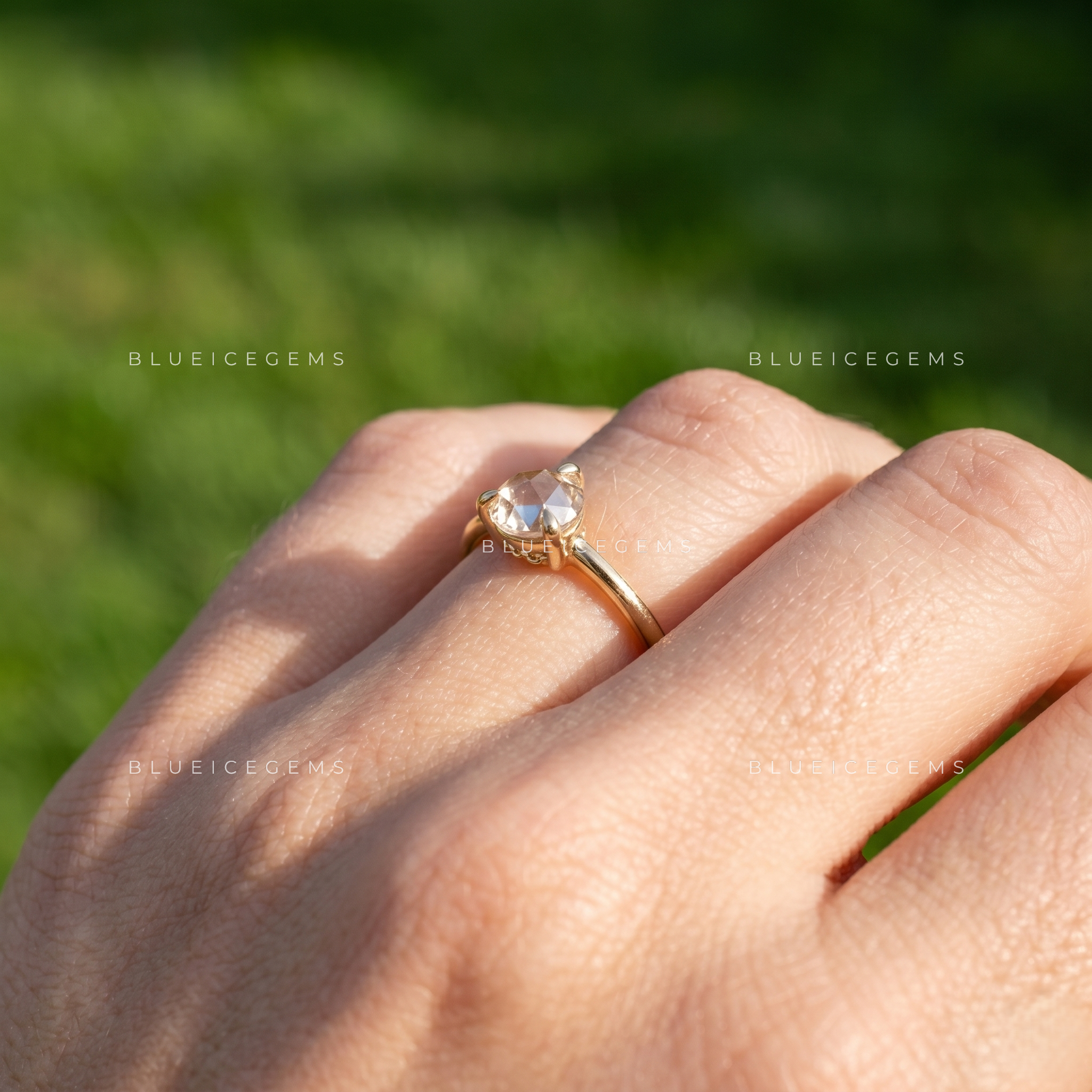 Vintage Romance Round Rose Cut Solitaire Ring