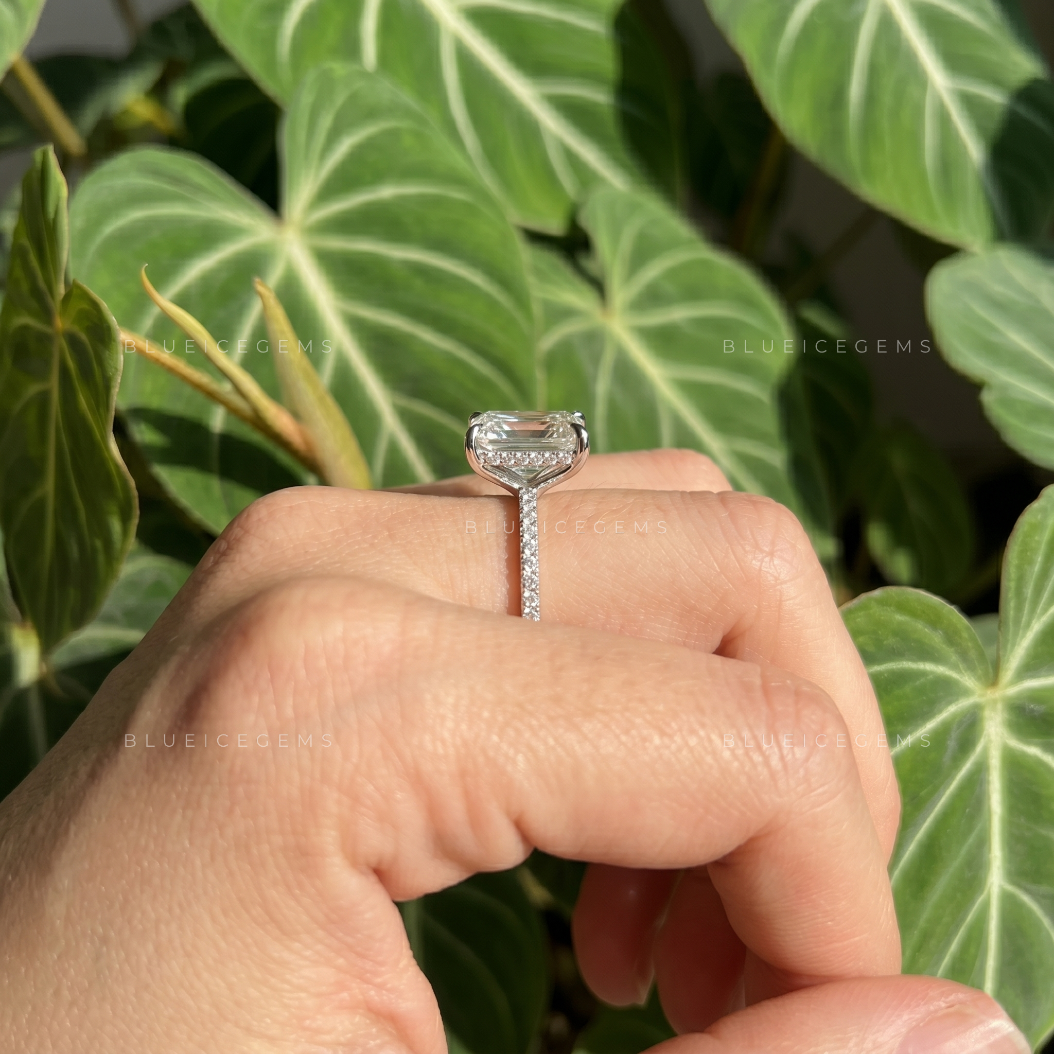 Architectural Elegance Emerald Cut Claw Prong Solitaire Engagement Ring