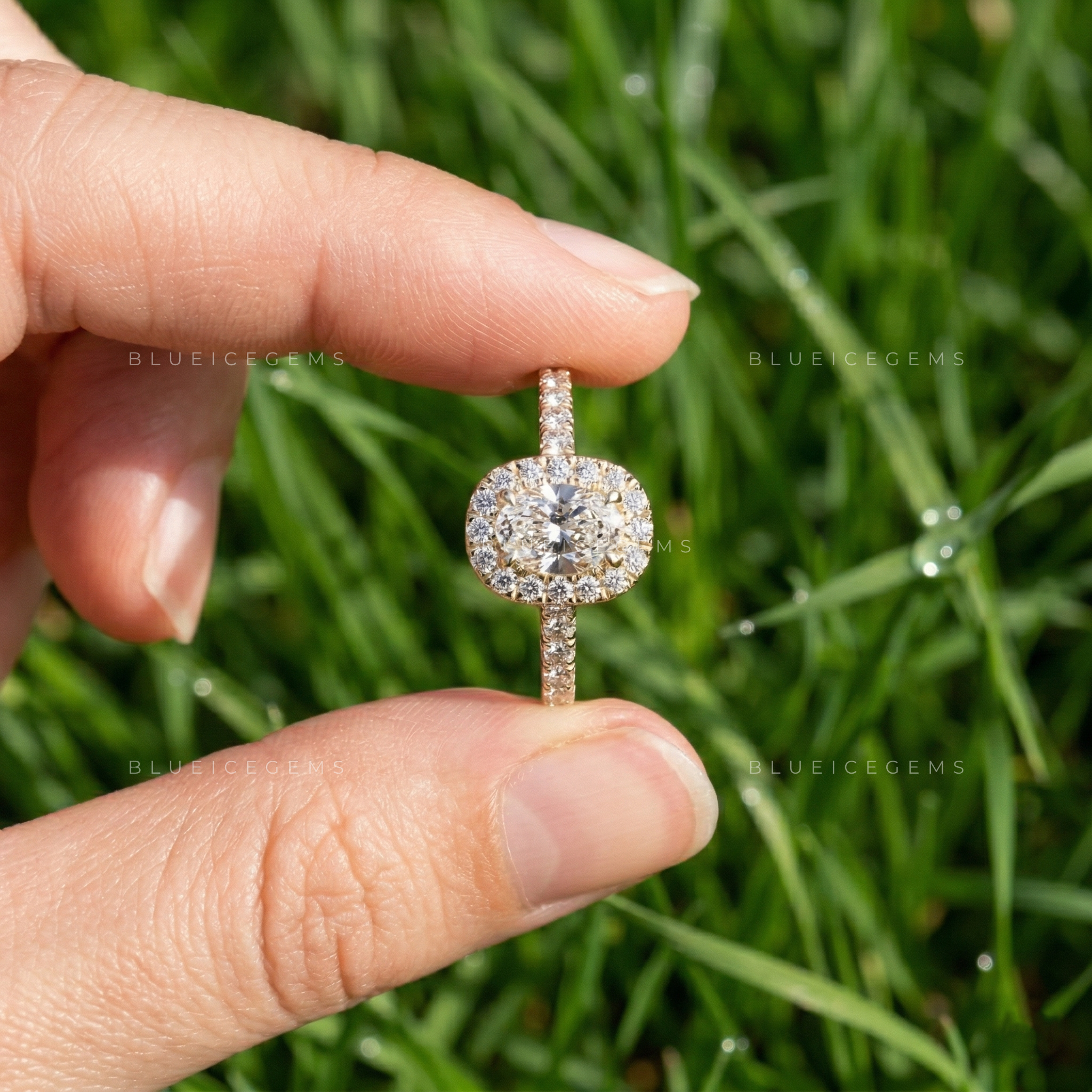 Radiant Horizon Oval Cut Pavé Engagement Ring