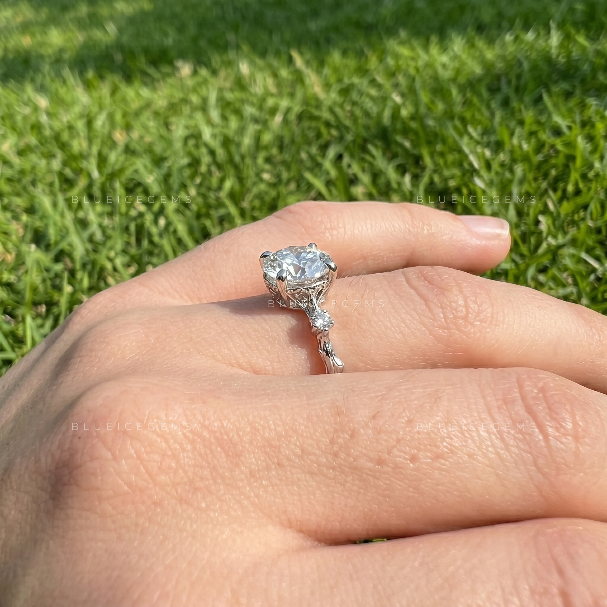 Enchanted Round Brilliant Cut Pave Accented Engagement Ring