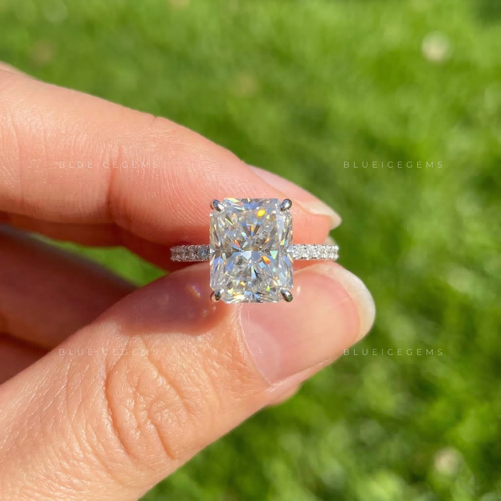 Modern Luxe Radiant Cut Euro Shank Ring