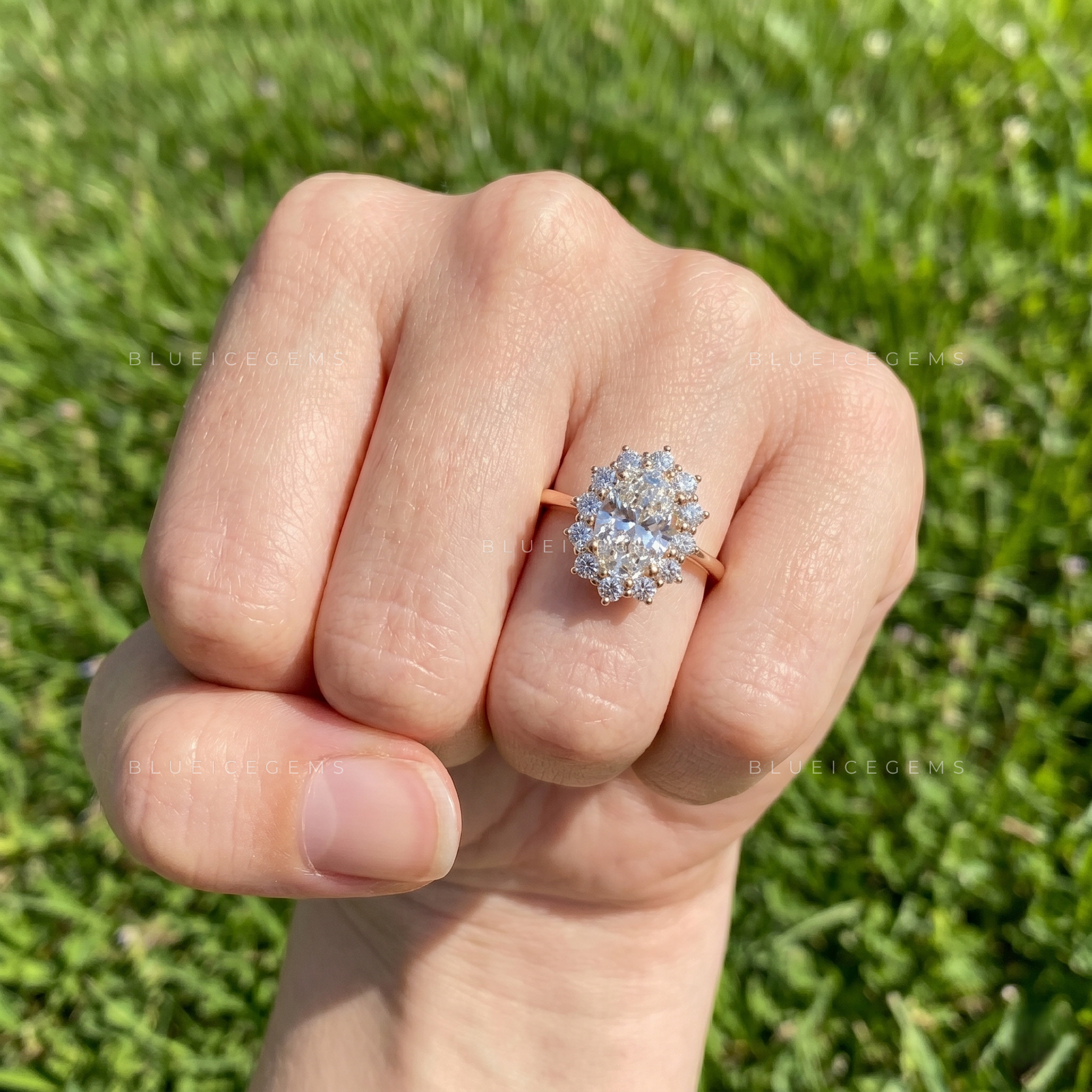 Lunara Oval Cut Brilliant Pavé Accent Solitaire Engagement Ring