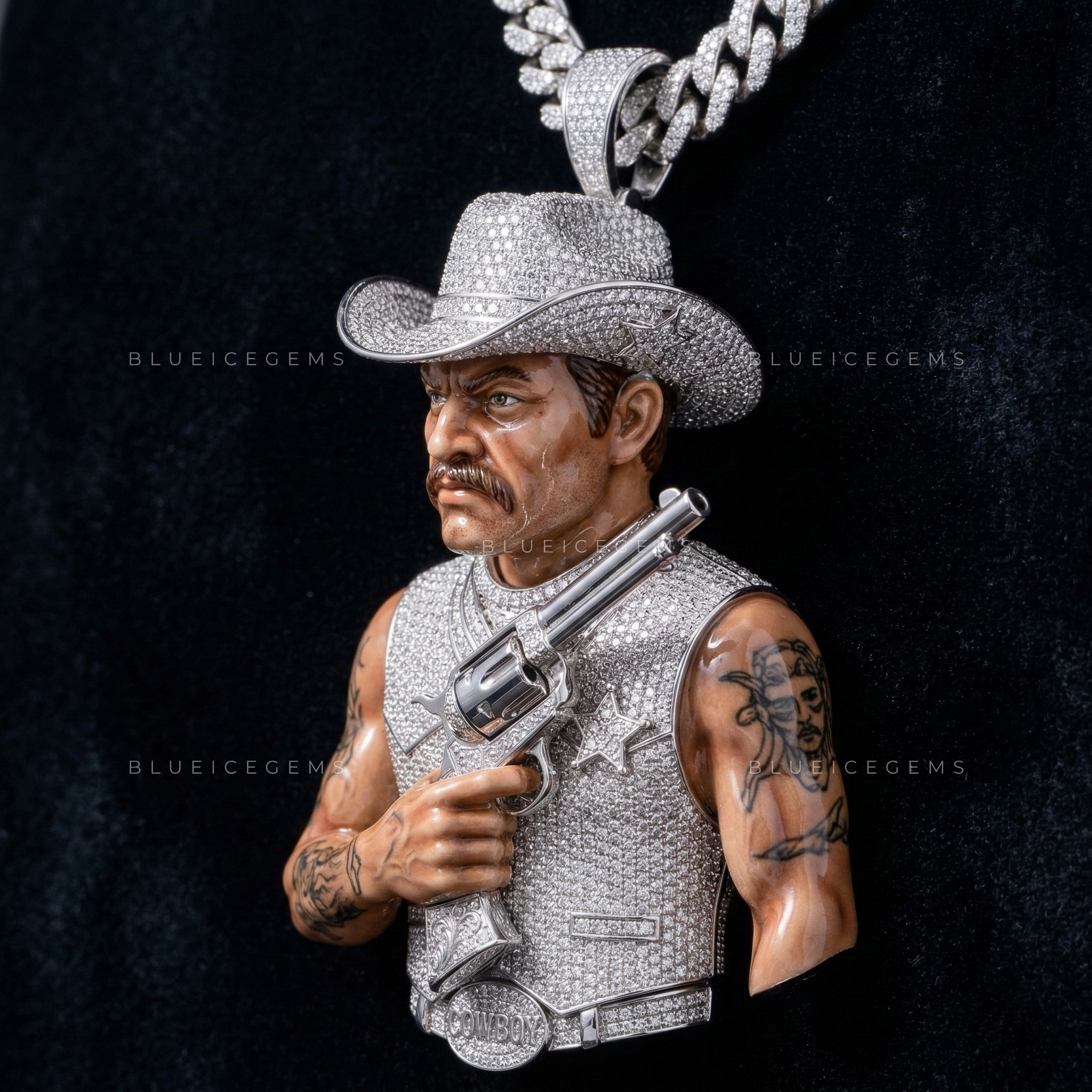 The "Outlaw" Marshal: 3D Cinematic Portrait & Iced-Out Western Sovereign