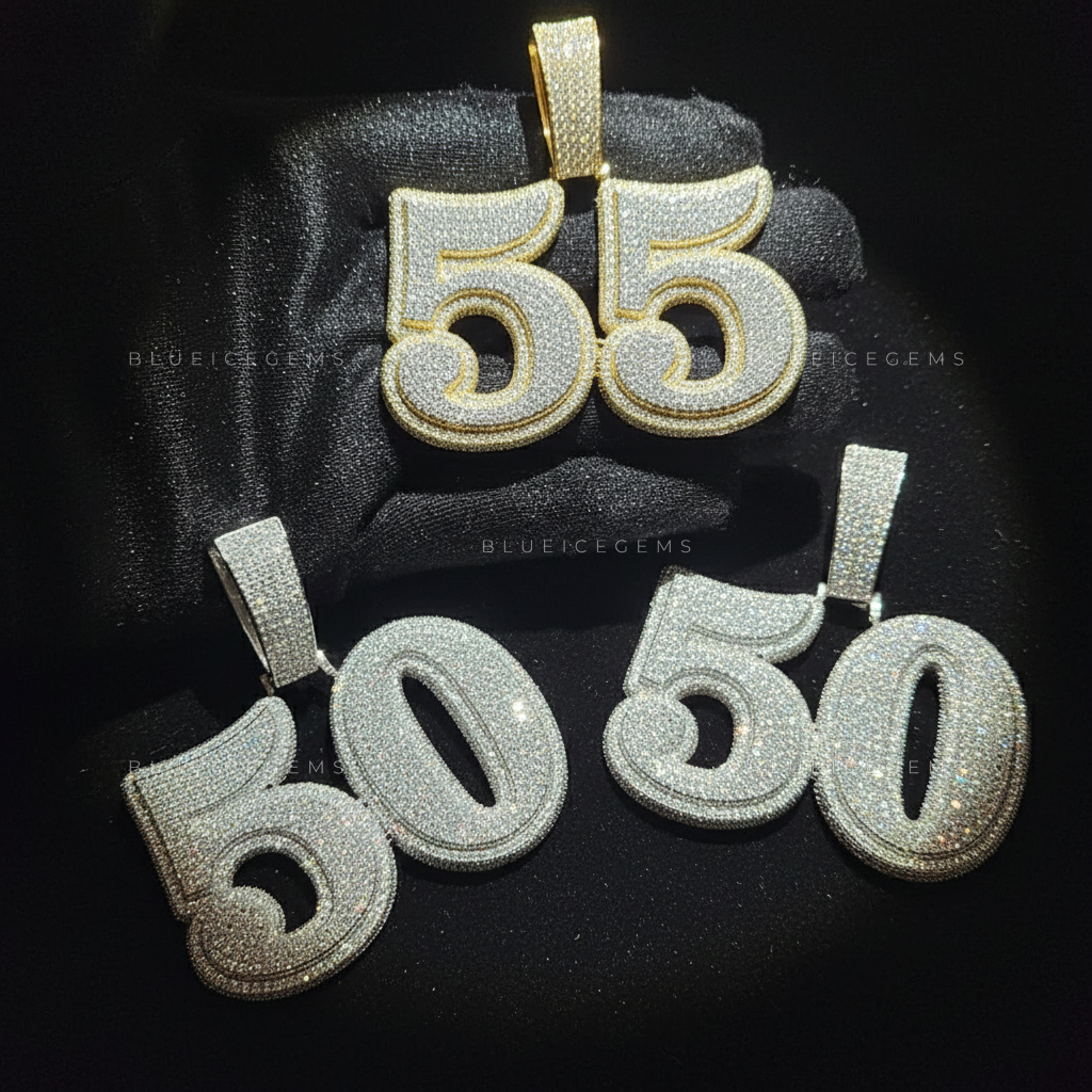 "55" Custom Iced-Out Number Pendant