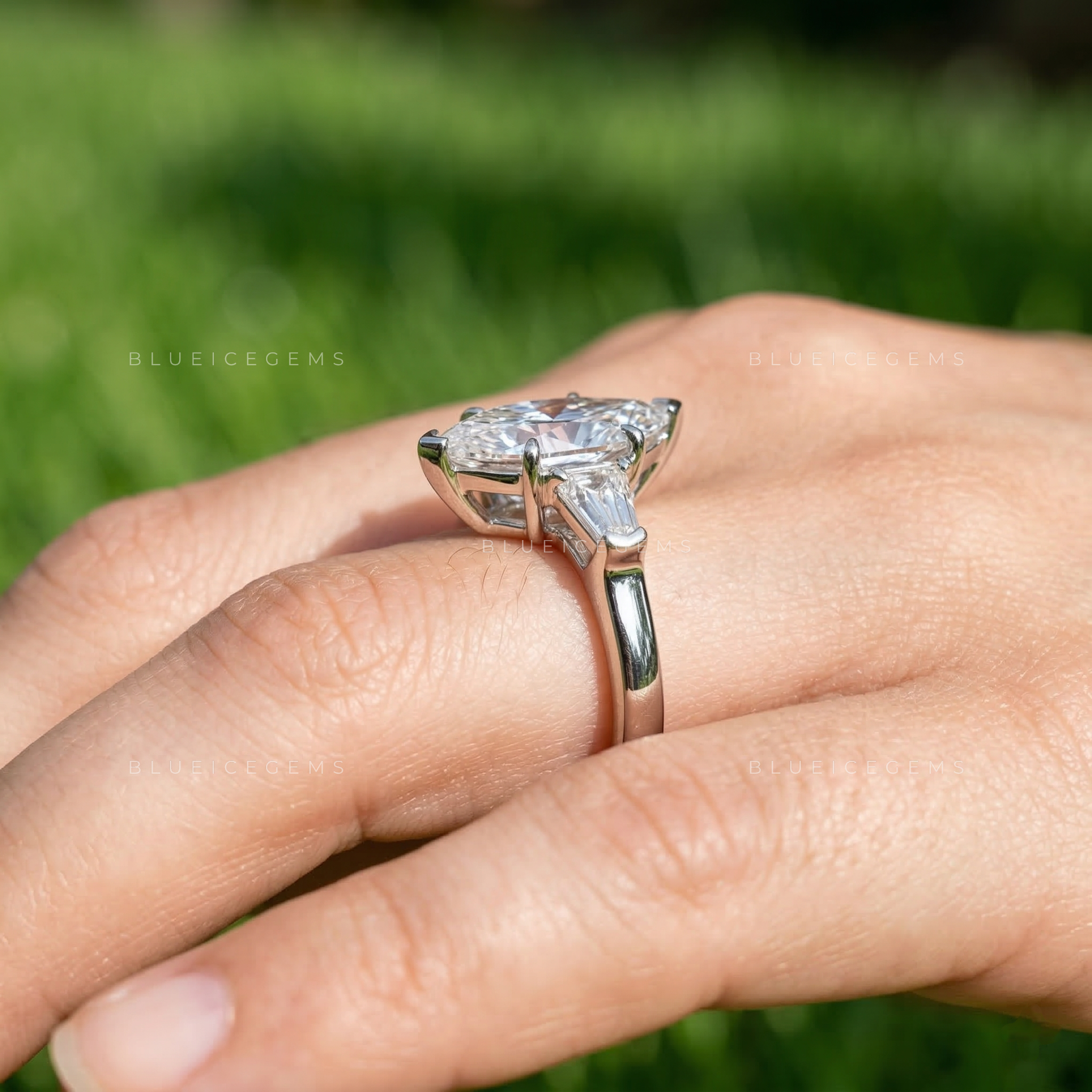 Regal Majesty Marquise and Bullet Cut Trilogy Ring
