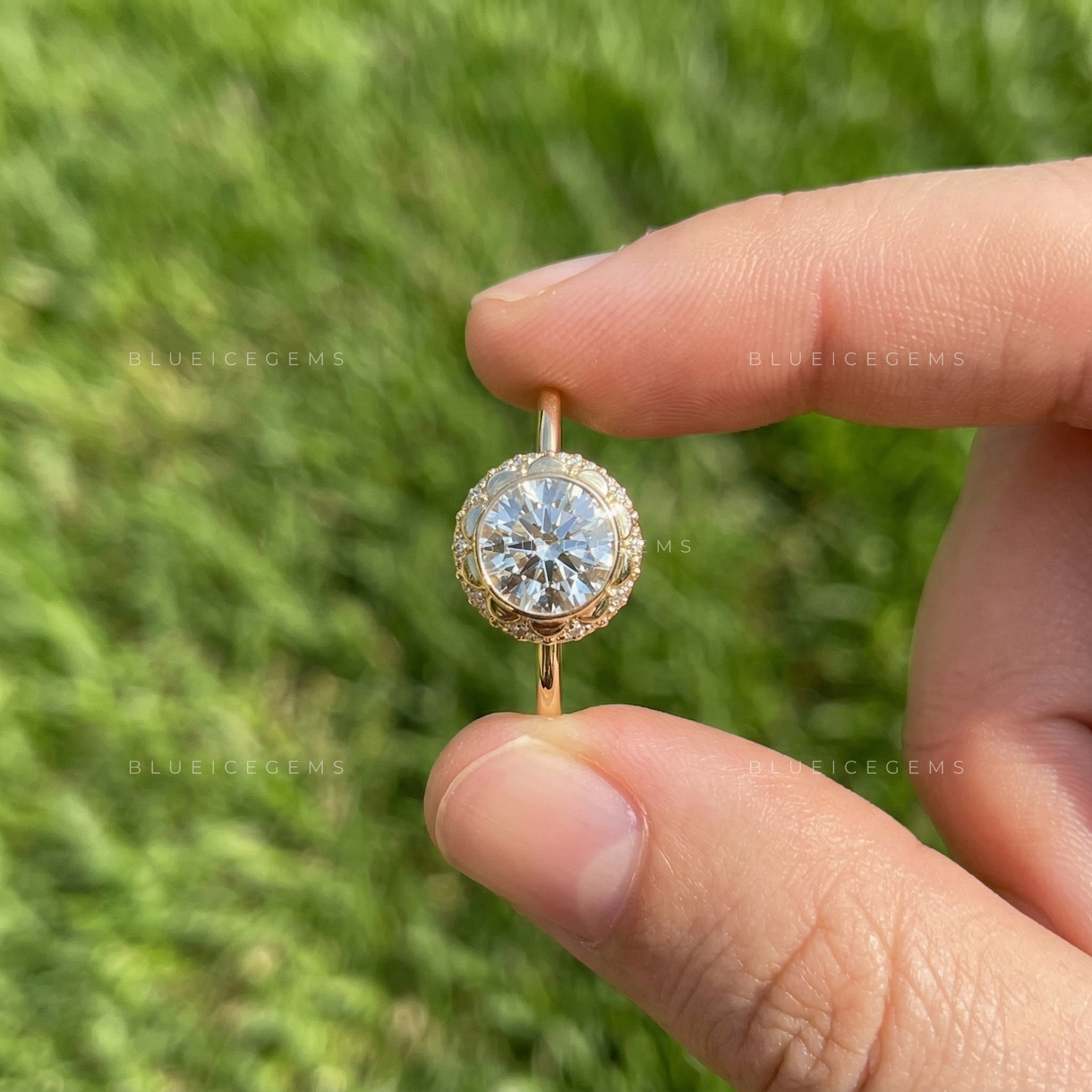 Timeless Radiance Round Cut Pavé Engagement Ring