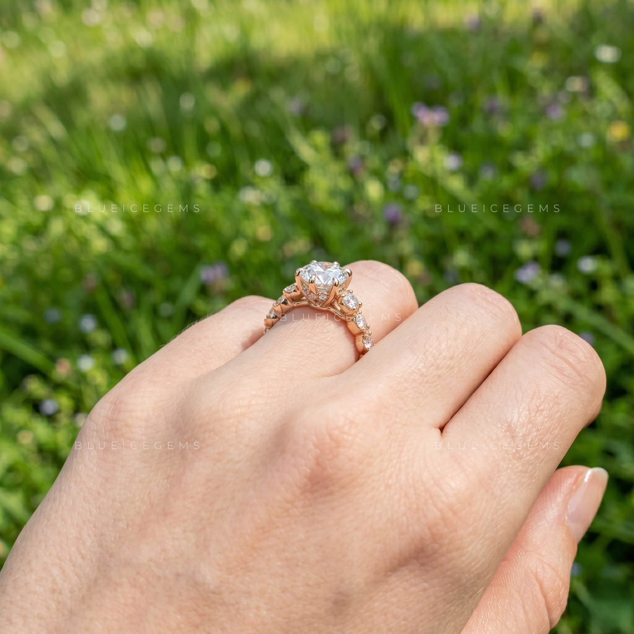 Vintage Elegance Round Cut Seven Stone Engagement Ring