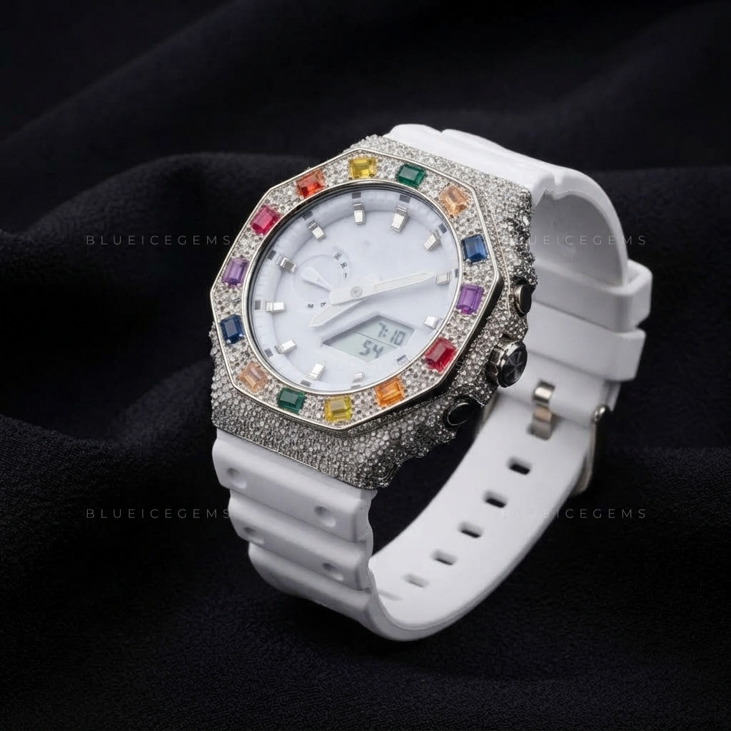 Rainbow Sovereign Custom Bezel – VVS Moissanite