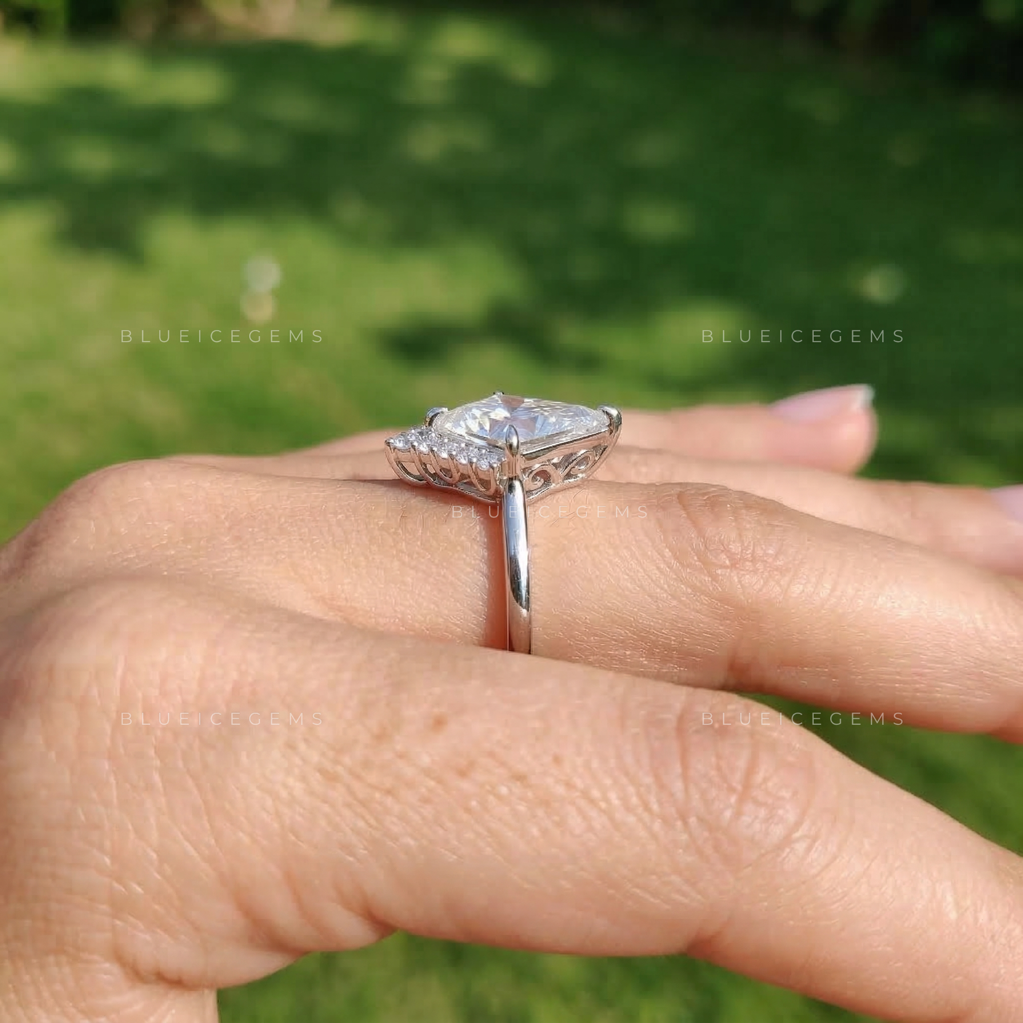 Geometric Zenith Kite Cut Moissanite Ring