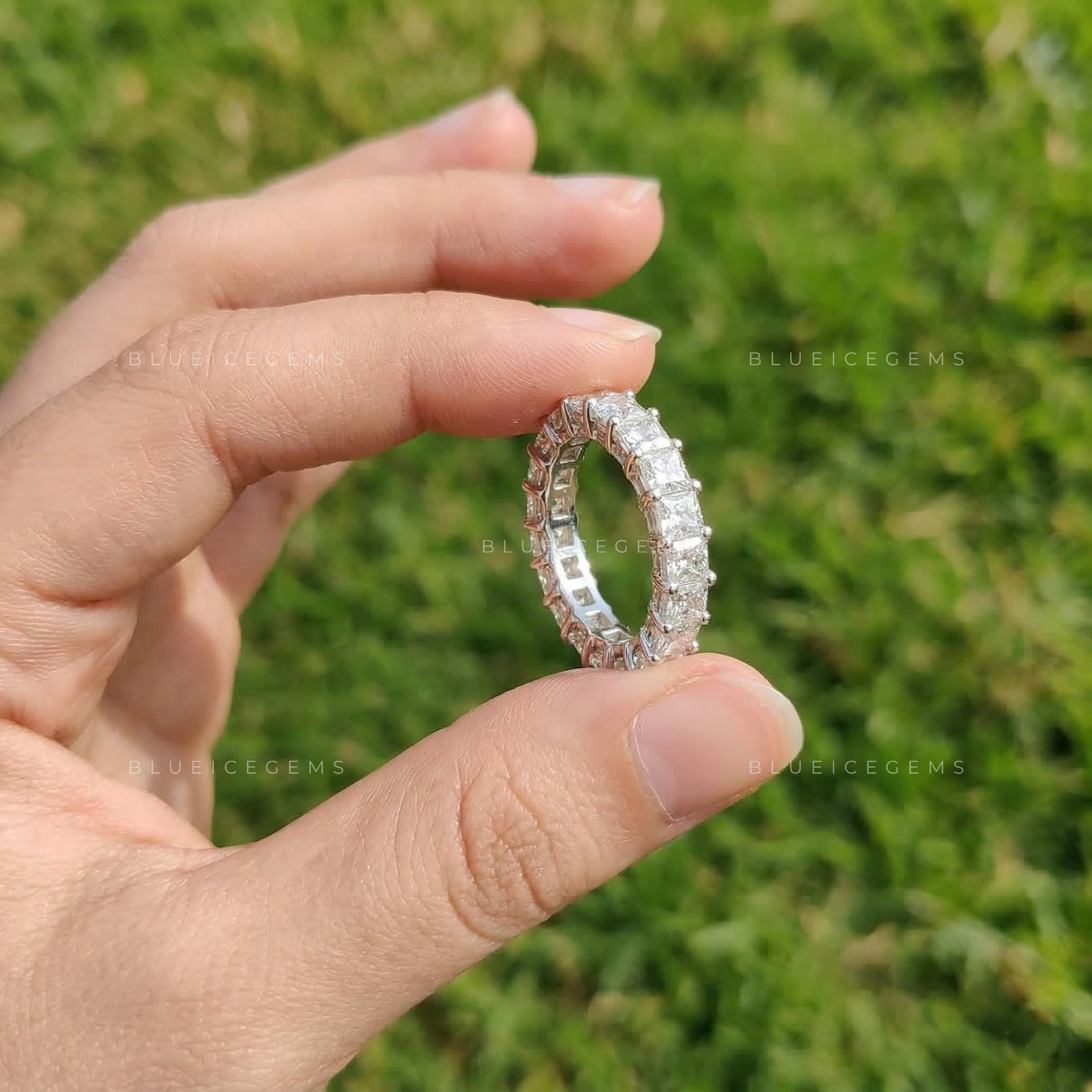 Geometric Majesty Princess Cut Eternity Band