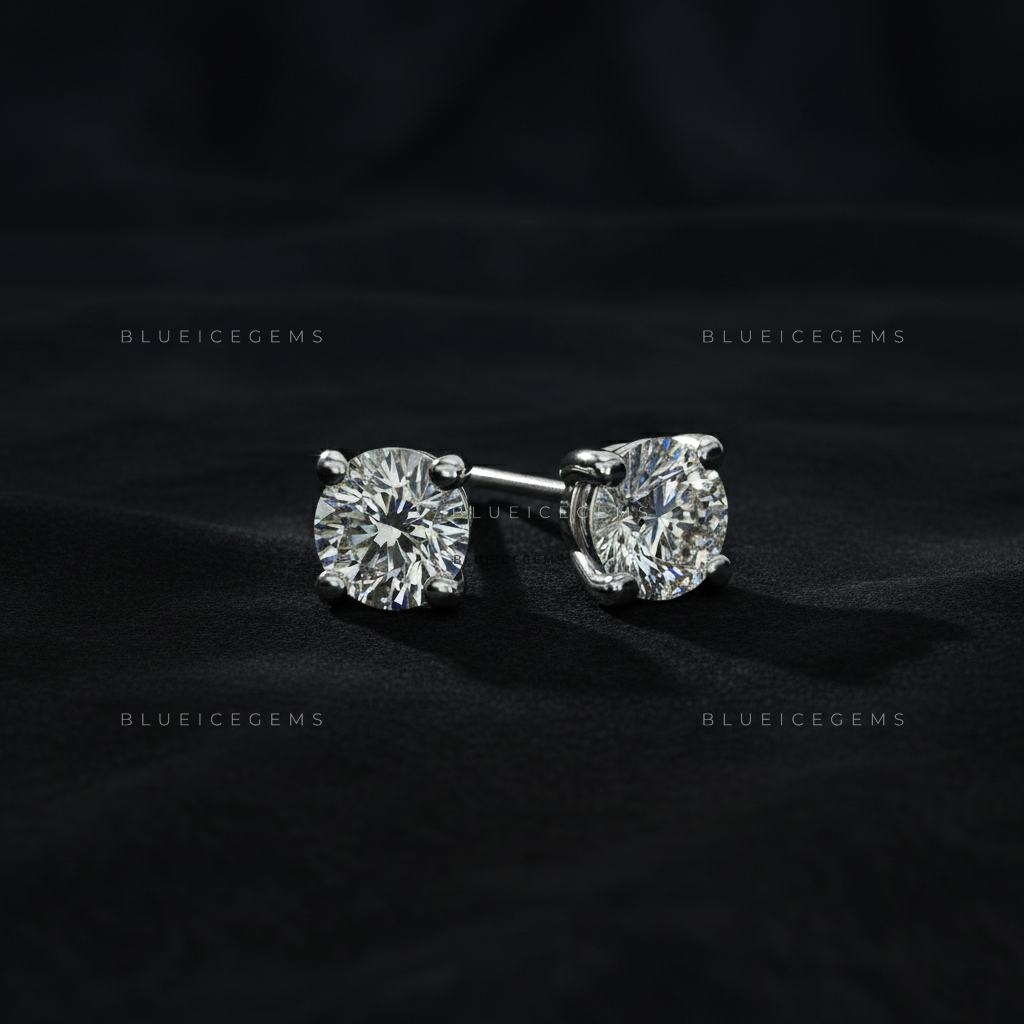 The Luminous Orbit: Classic Round Diamond Stud Earrings