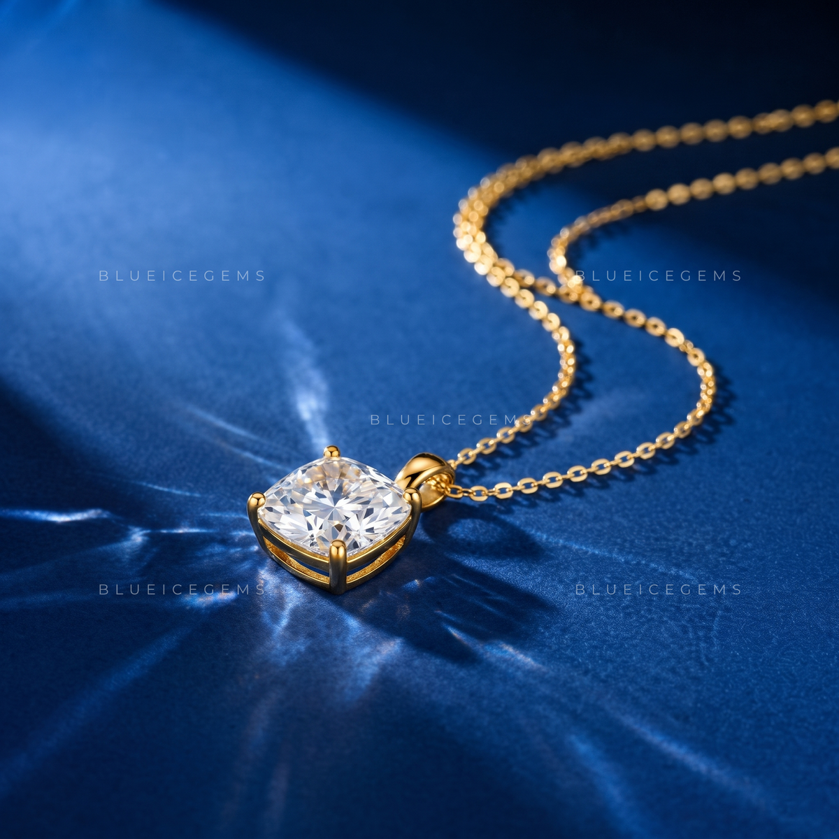 Cushion Cut Solitaire Diamond Pendant