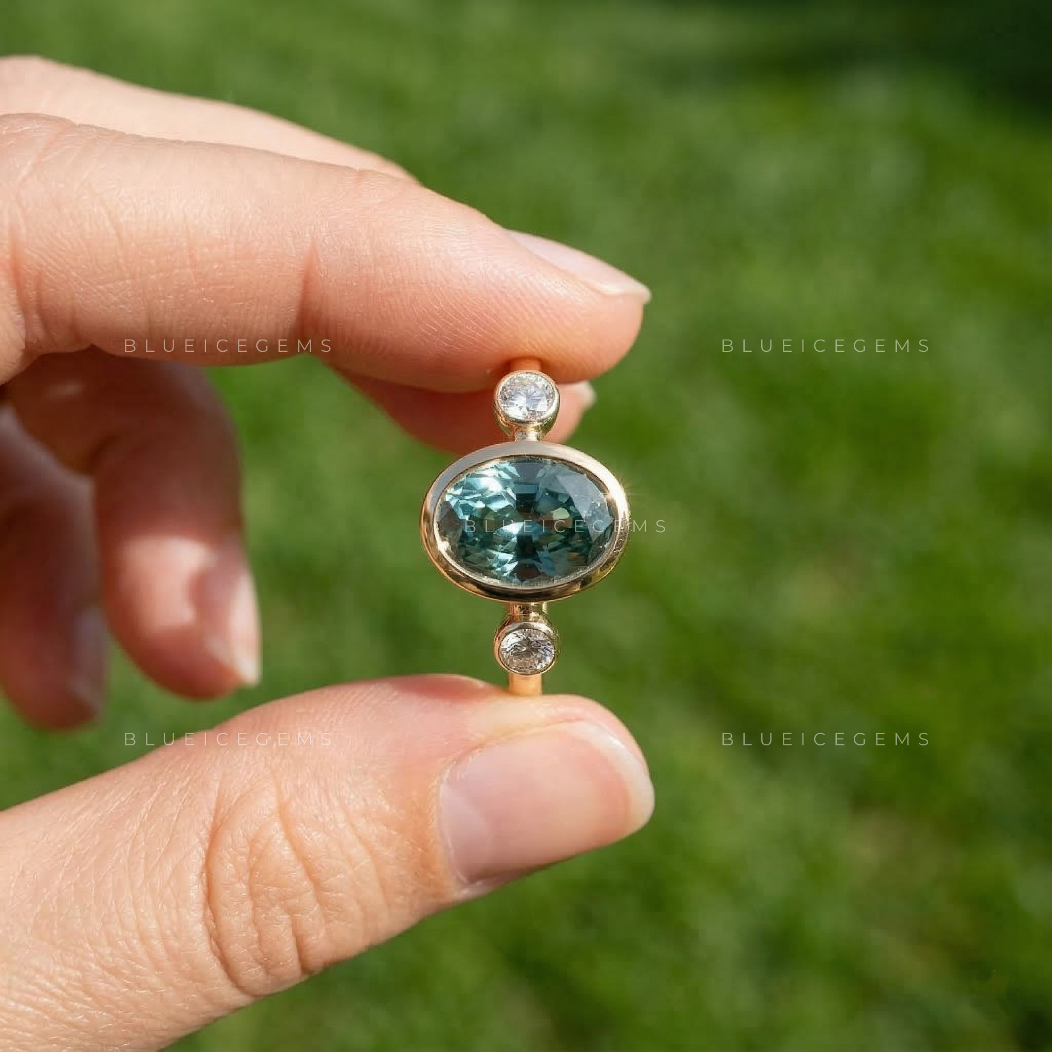 Emerald Forest Oval Cut Pavé Engagement Ring