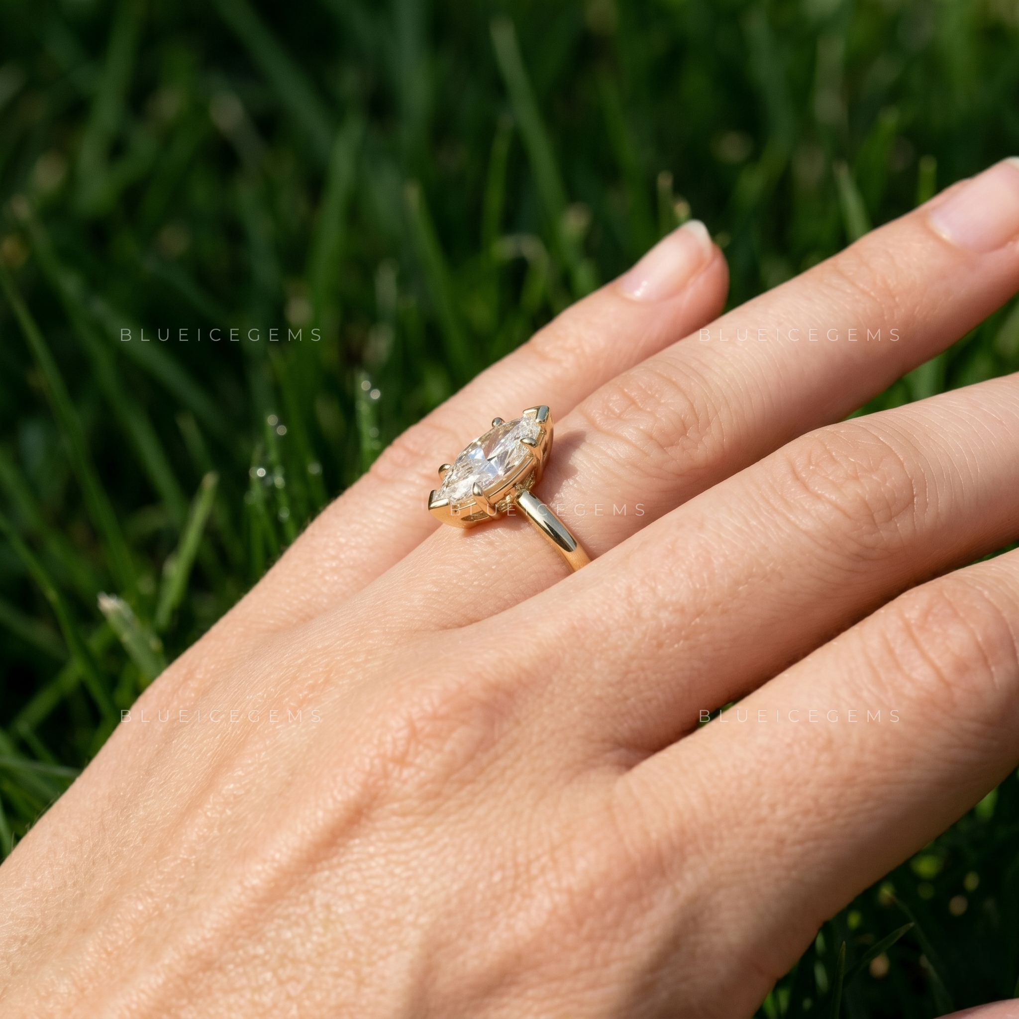 Imperial Majesty Marquise Cut V Prong Solitaire Engagement Ring