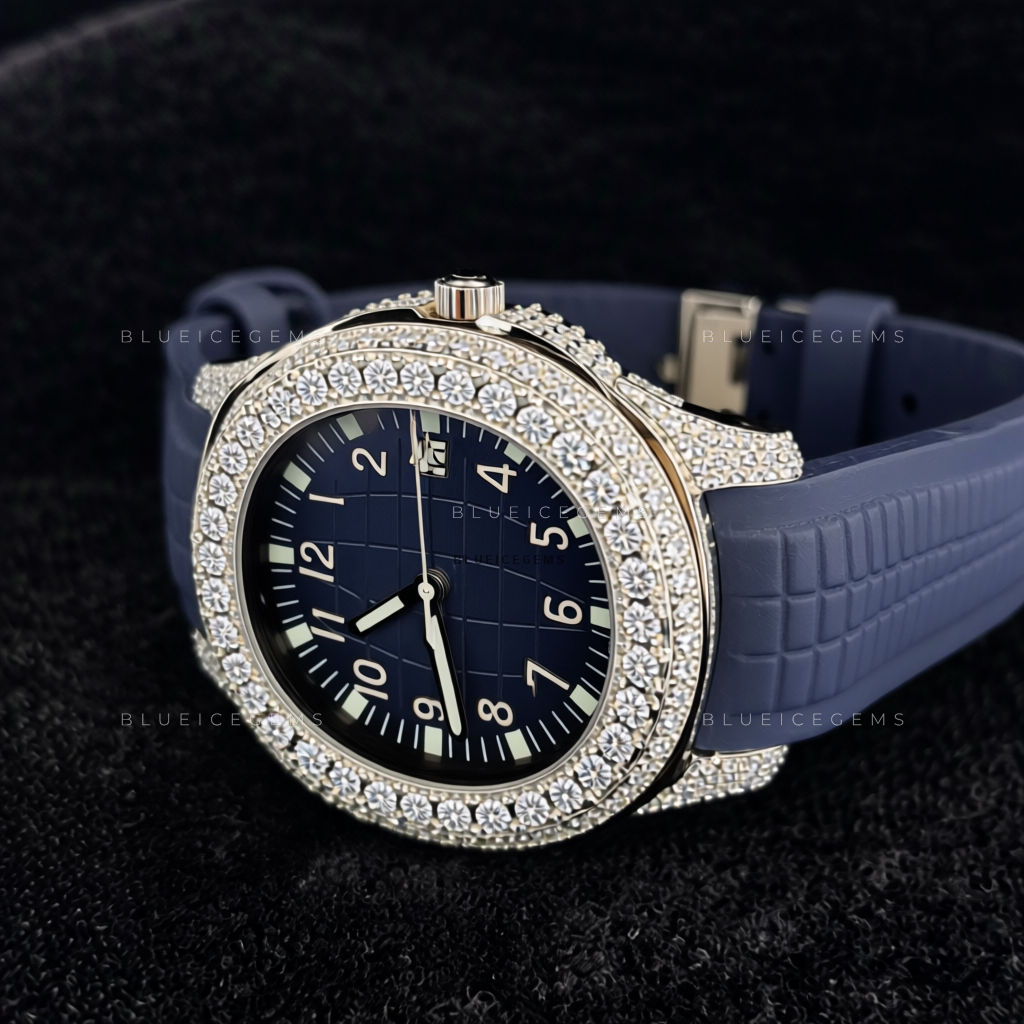 Oceanic Frost: Moissanite Iced-Out Custom Sports Watch