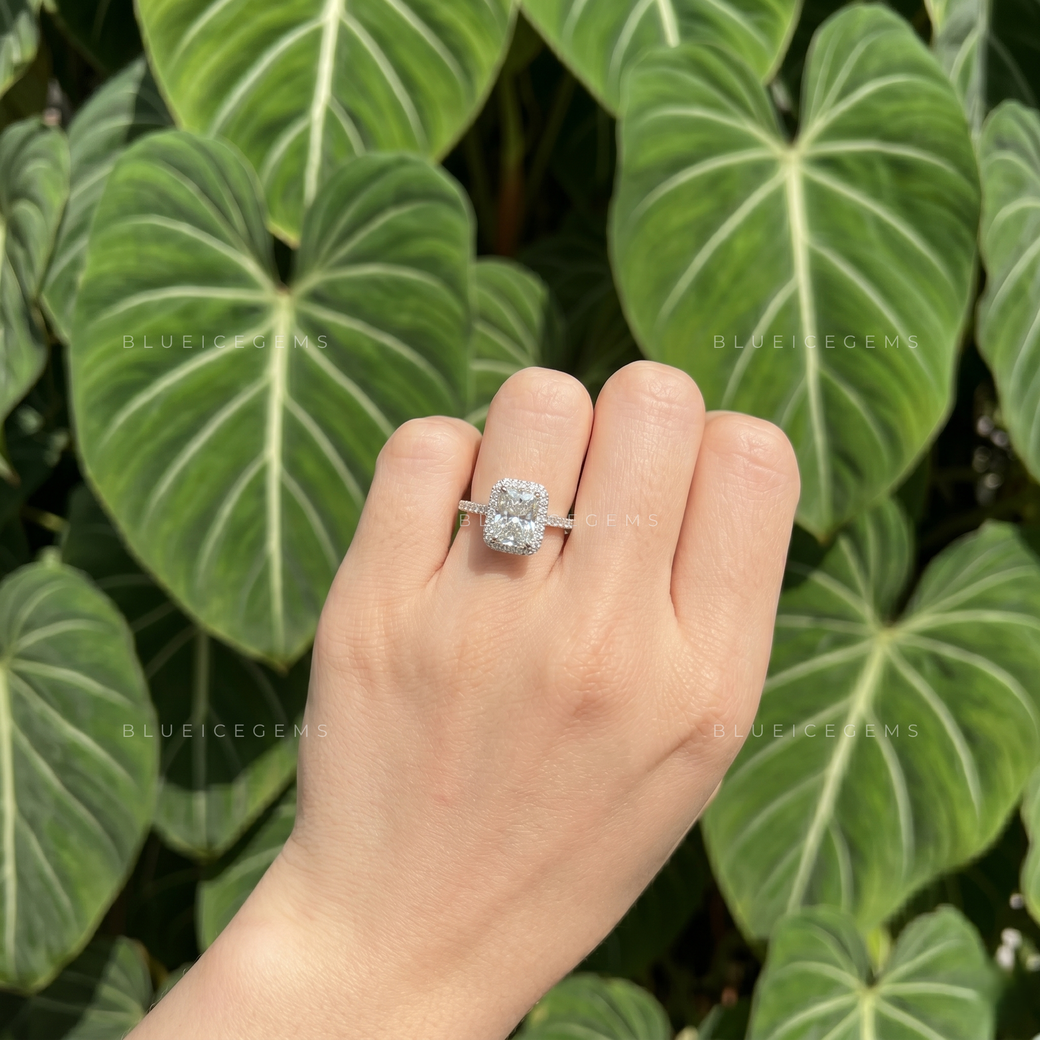 Dazzling Majesty Radiant Cut Halo Engagement Ring