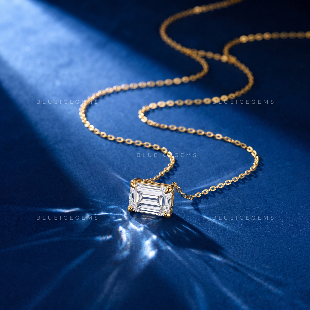 Emerald Cut Solitaire Diamond Pendant