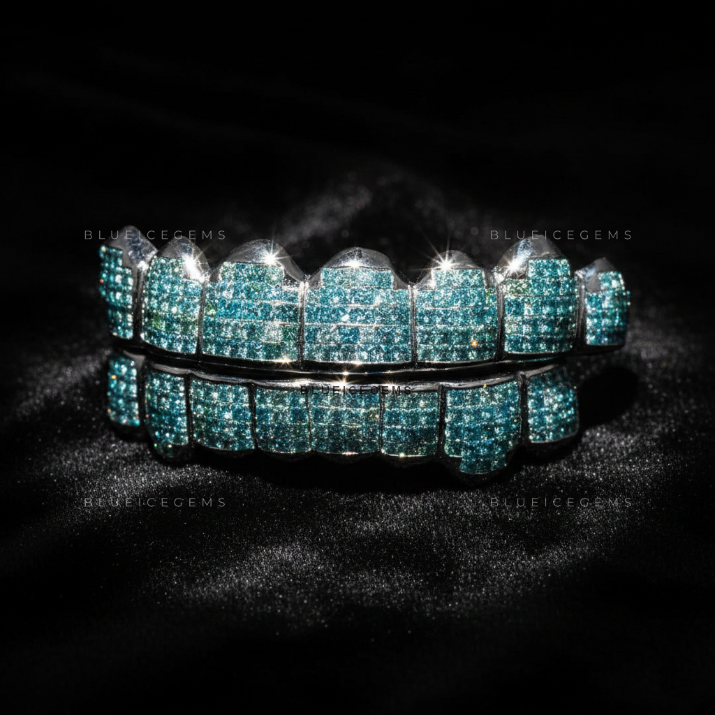 Deep Sea Teal Grid Block Grillz