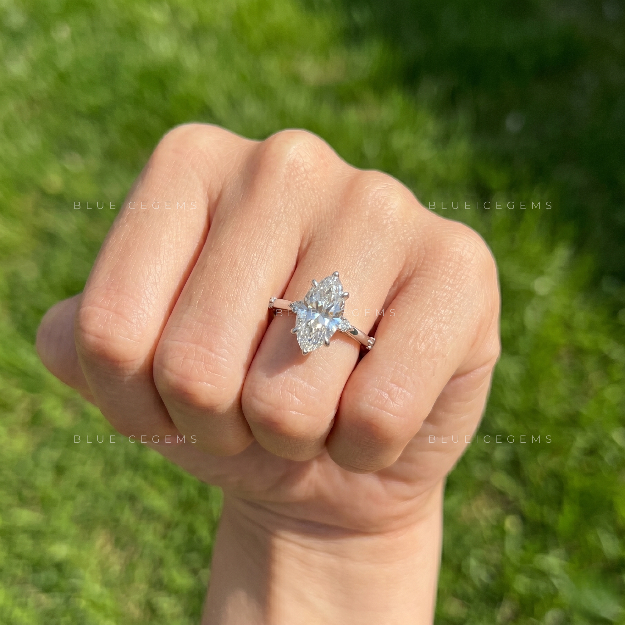 Vintage-Soul Marquise Cut Secret Halo Delicate Keepsake Proposal Ring