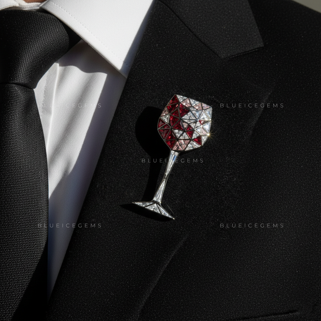 The Vintage Sovereign: Bespoke Wine Glass Statement Brooch