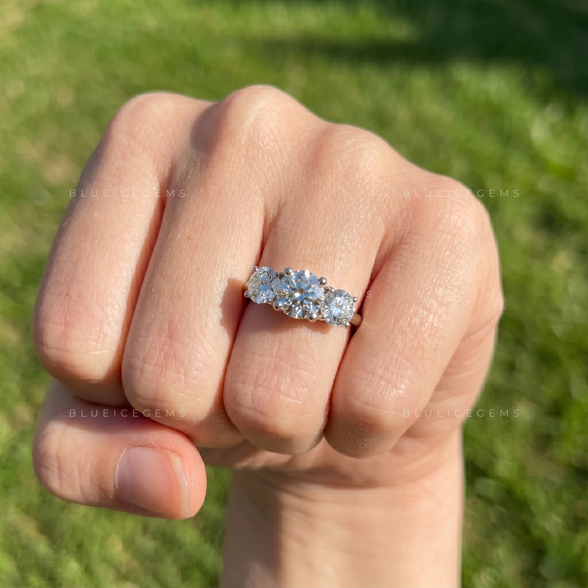 Elara Round Cut Certified Pavé Solitaire Engagement Ring