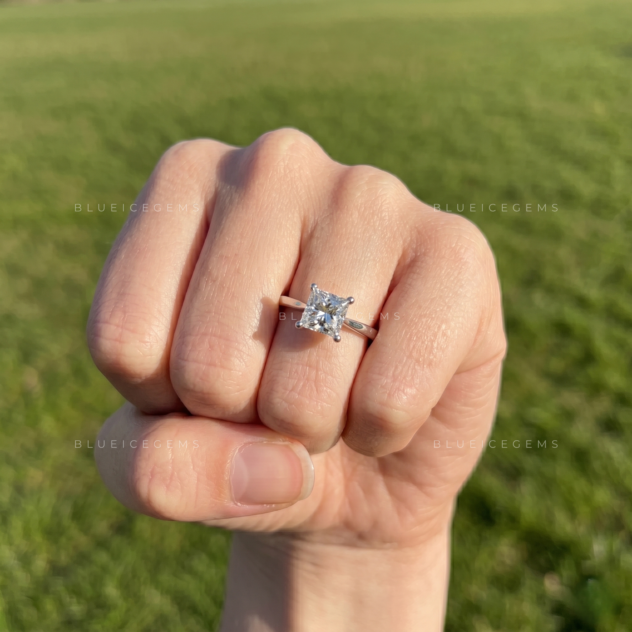 Sophisticated Princess Cut Solitaire Statement Engagement Ring
