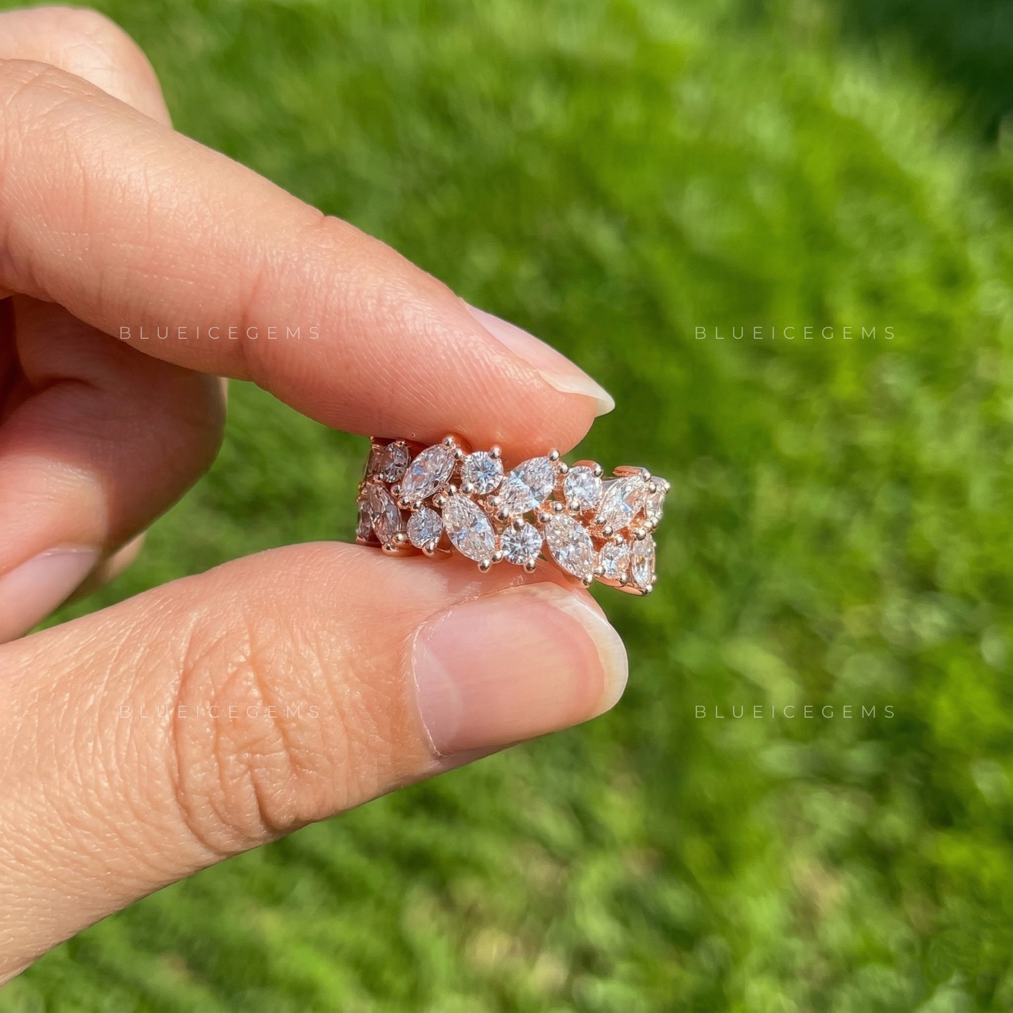 The "Iconic Duo" Marquise & Round Double Row Stacker Band