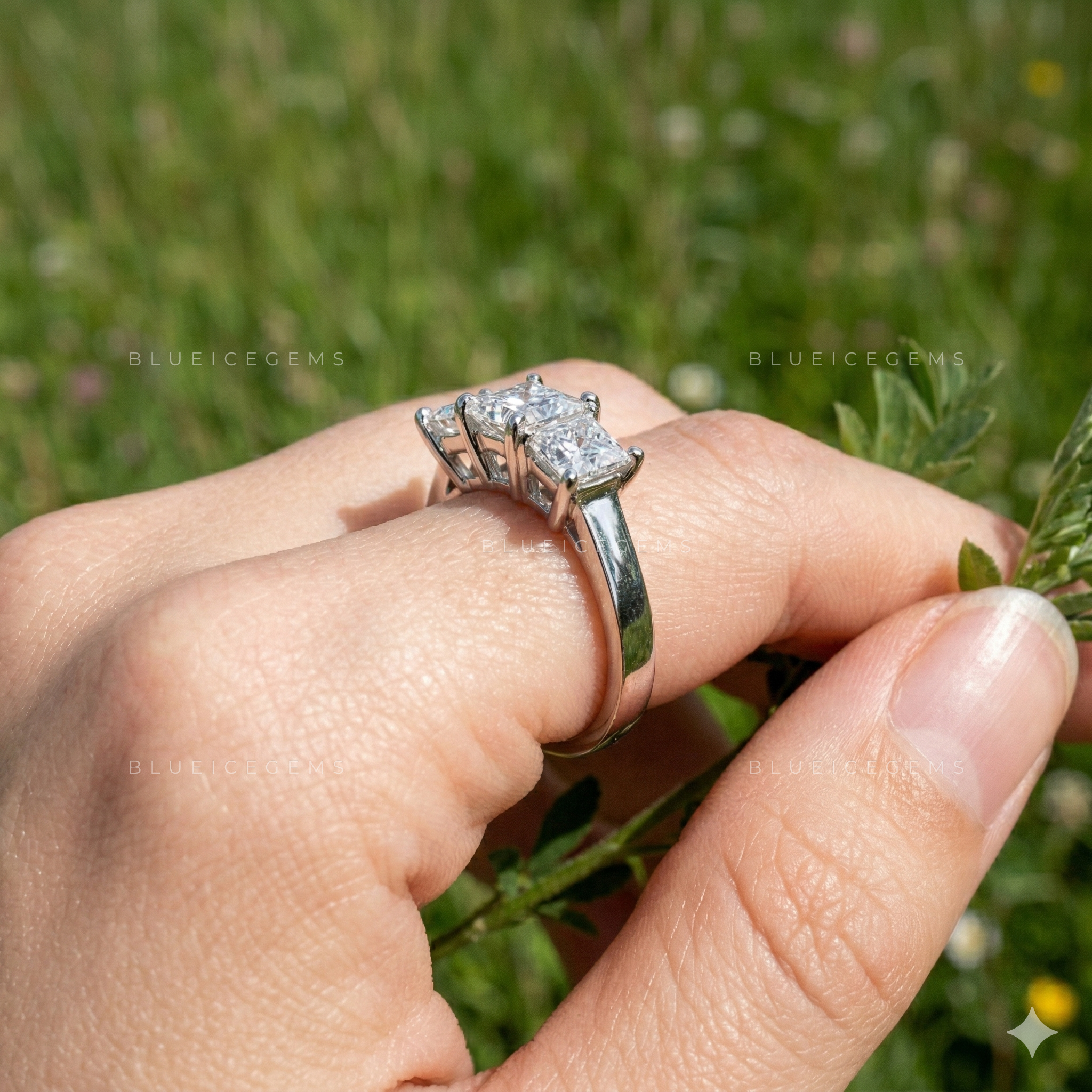 Modern Grandeur Princess Cut Trilogy Engagement Ring