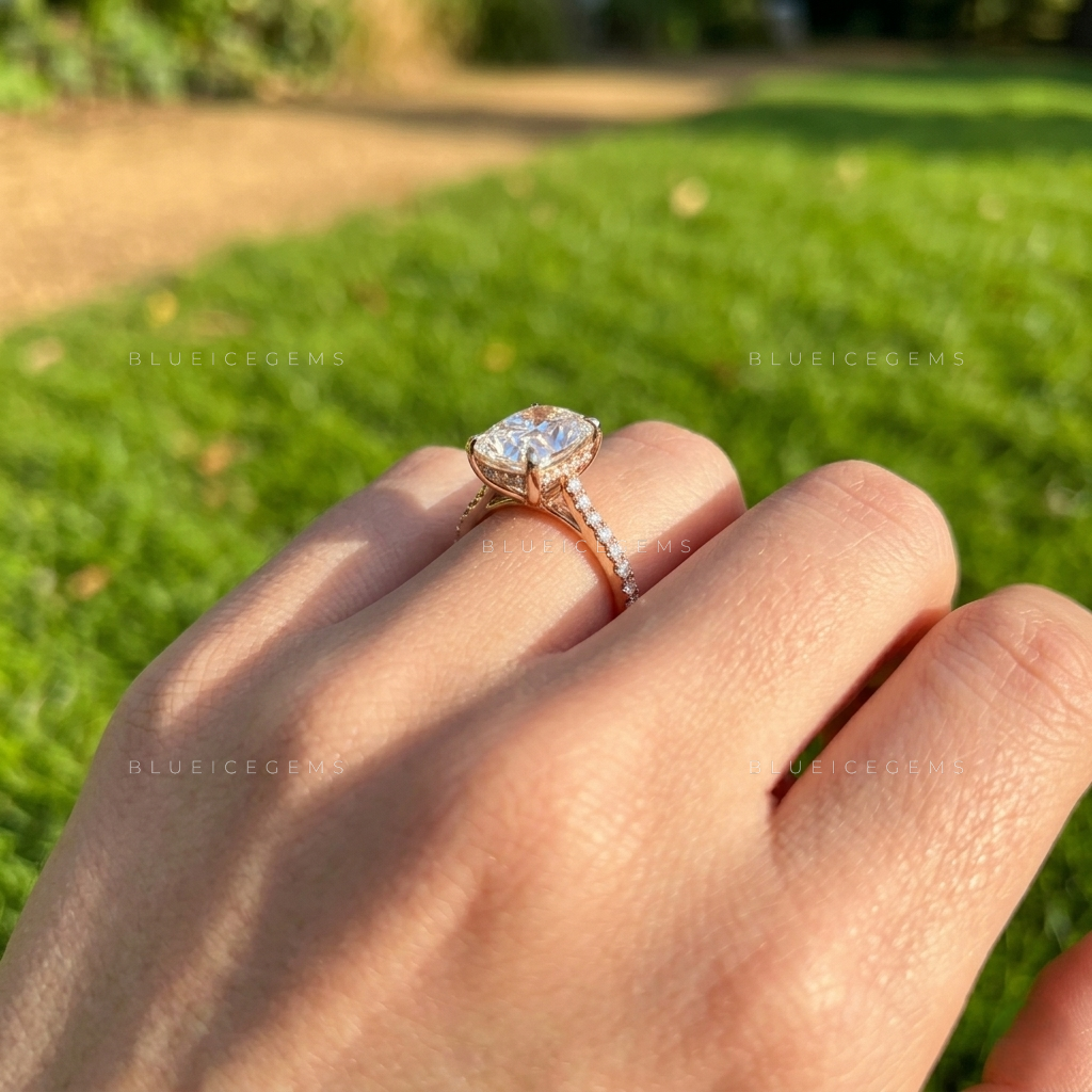 Regal Cushion Brilliant Cut Hidden Halo Artisan Engagement Ring