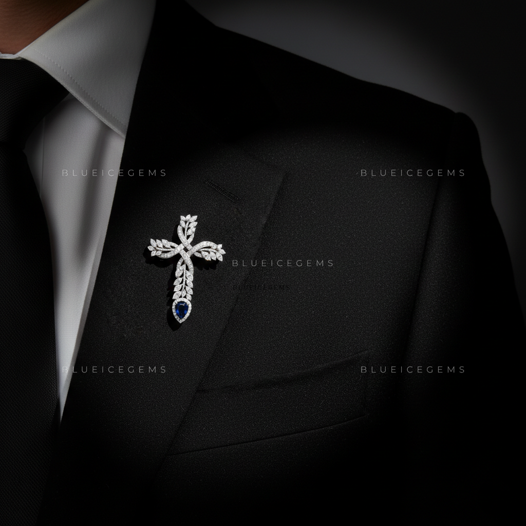 The Infinite Grace: Bespoke Vine Cross Statement Brooch