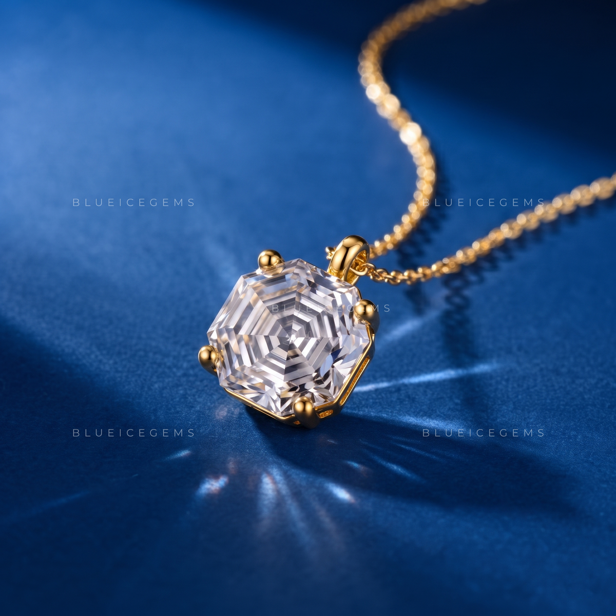 Octagonal Step Cut Solitaire Diamond Pendant