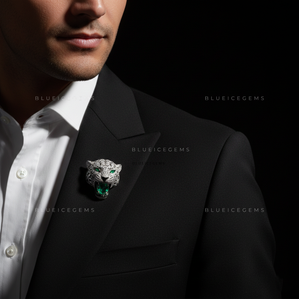 The Emerald Apex: Bespoke Panther Statement Brooch