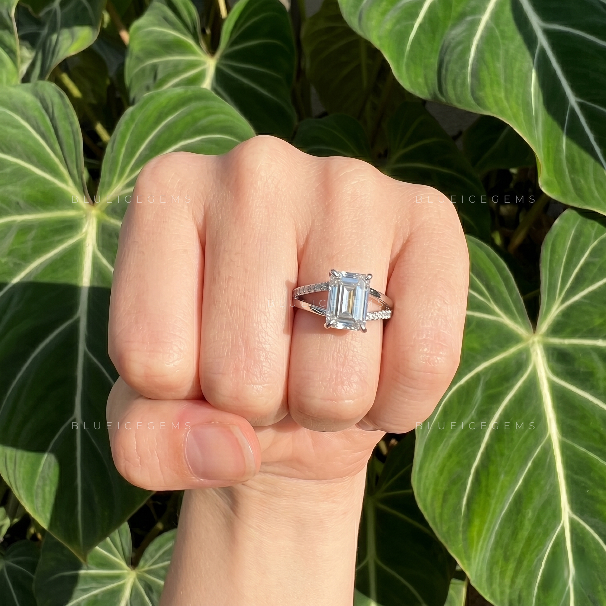 Infinite Clarity Split Shank Emerald Cut Engagement Ring