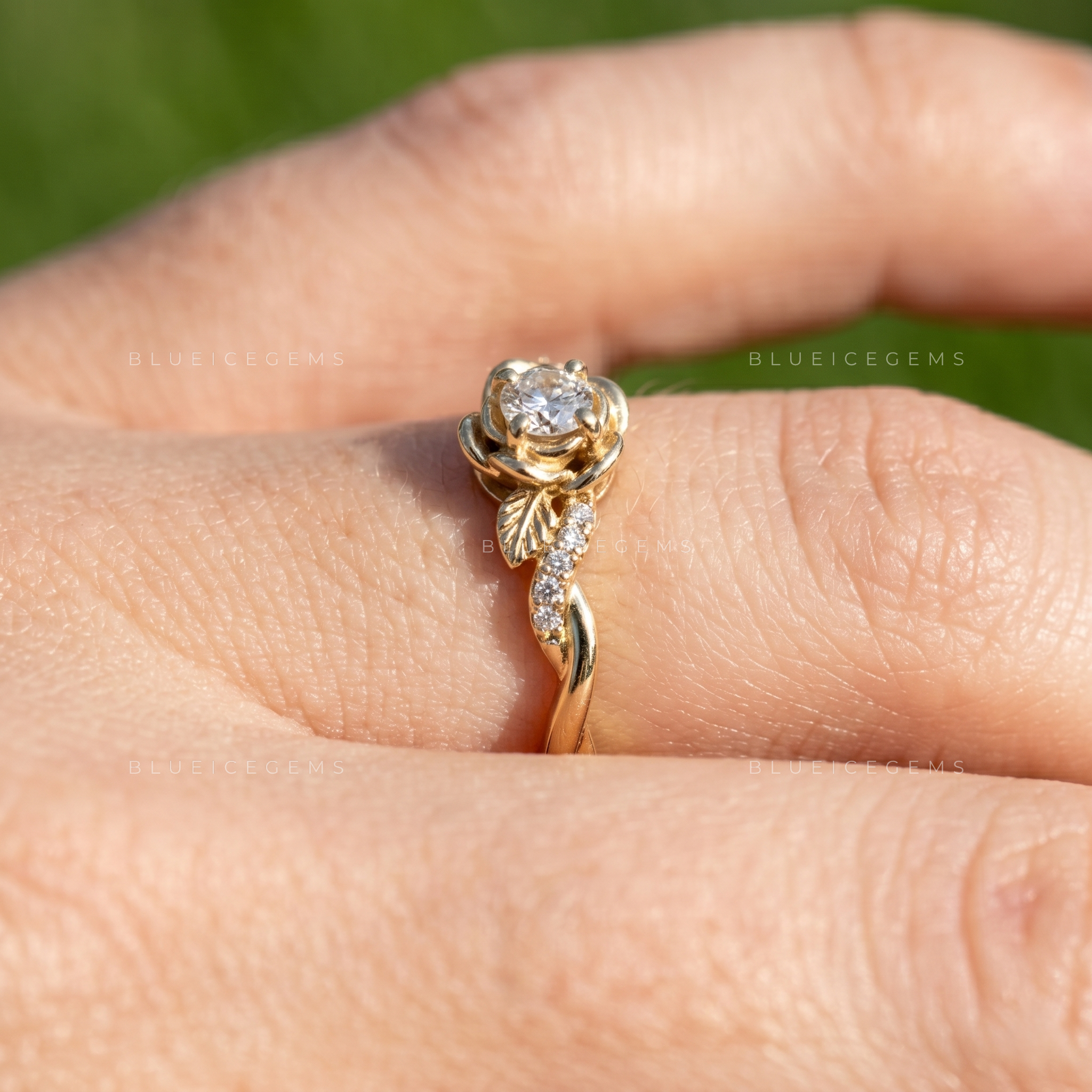 Celestial Sparkle Delicate Round Cut Accent Engagement Ring