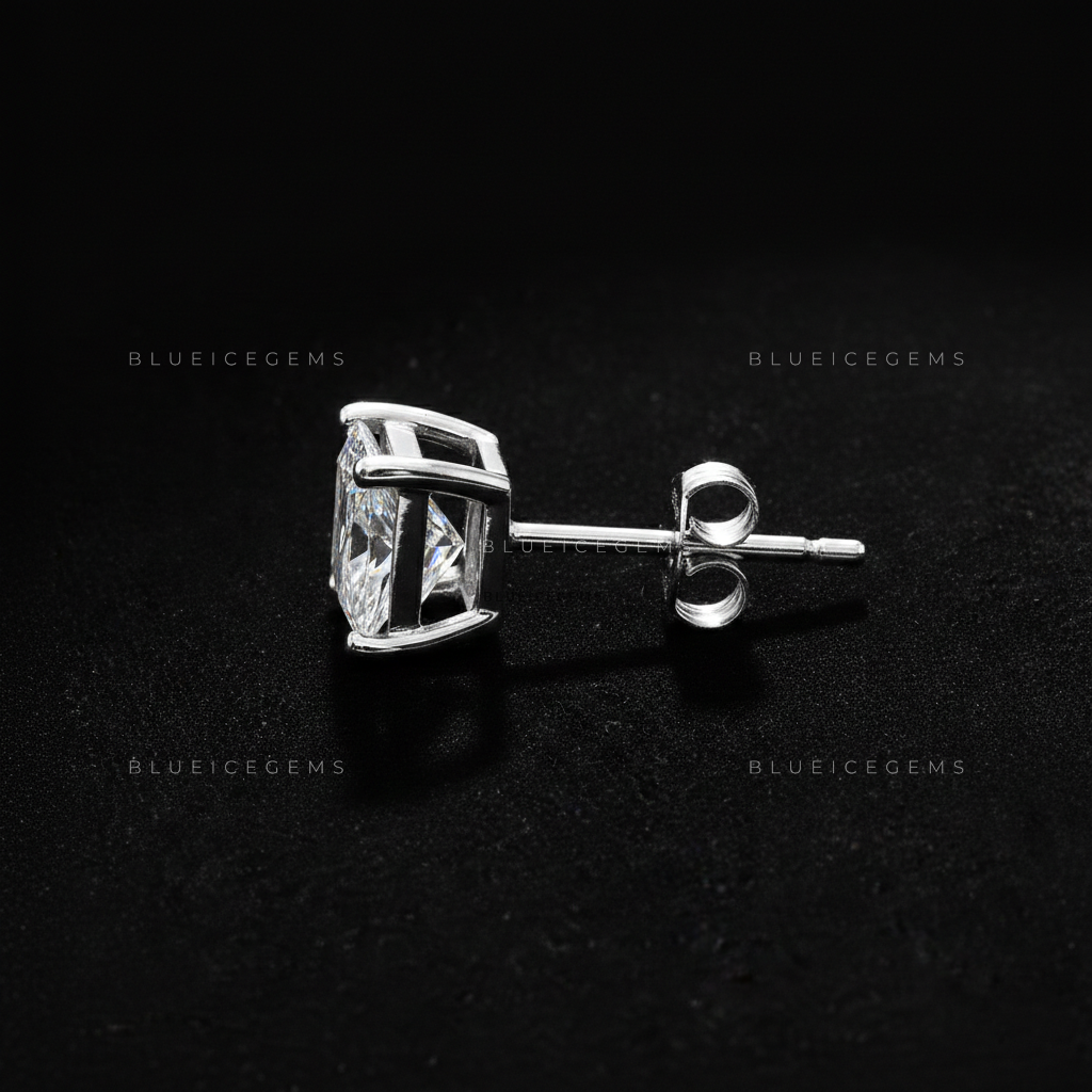 The Geometric Zenith: Princess Diamond Stud Earrings
