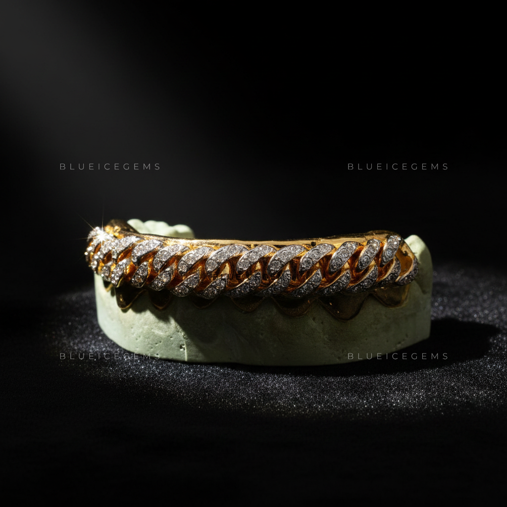 Iced-Out Cuban Link Bridge Grillz